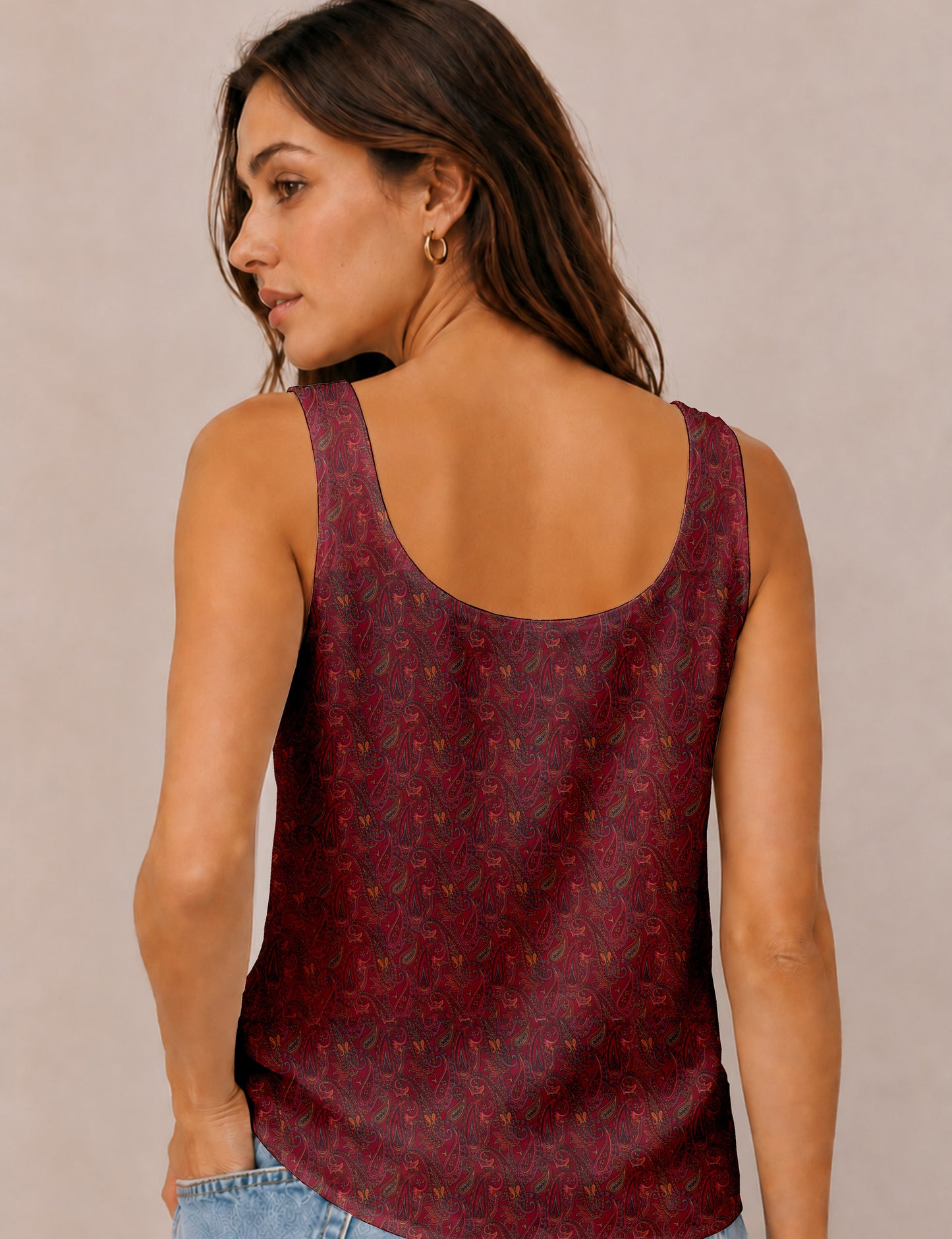 Sleeveless blouse - Red Paisley
