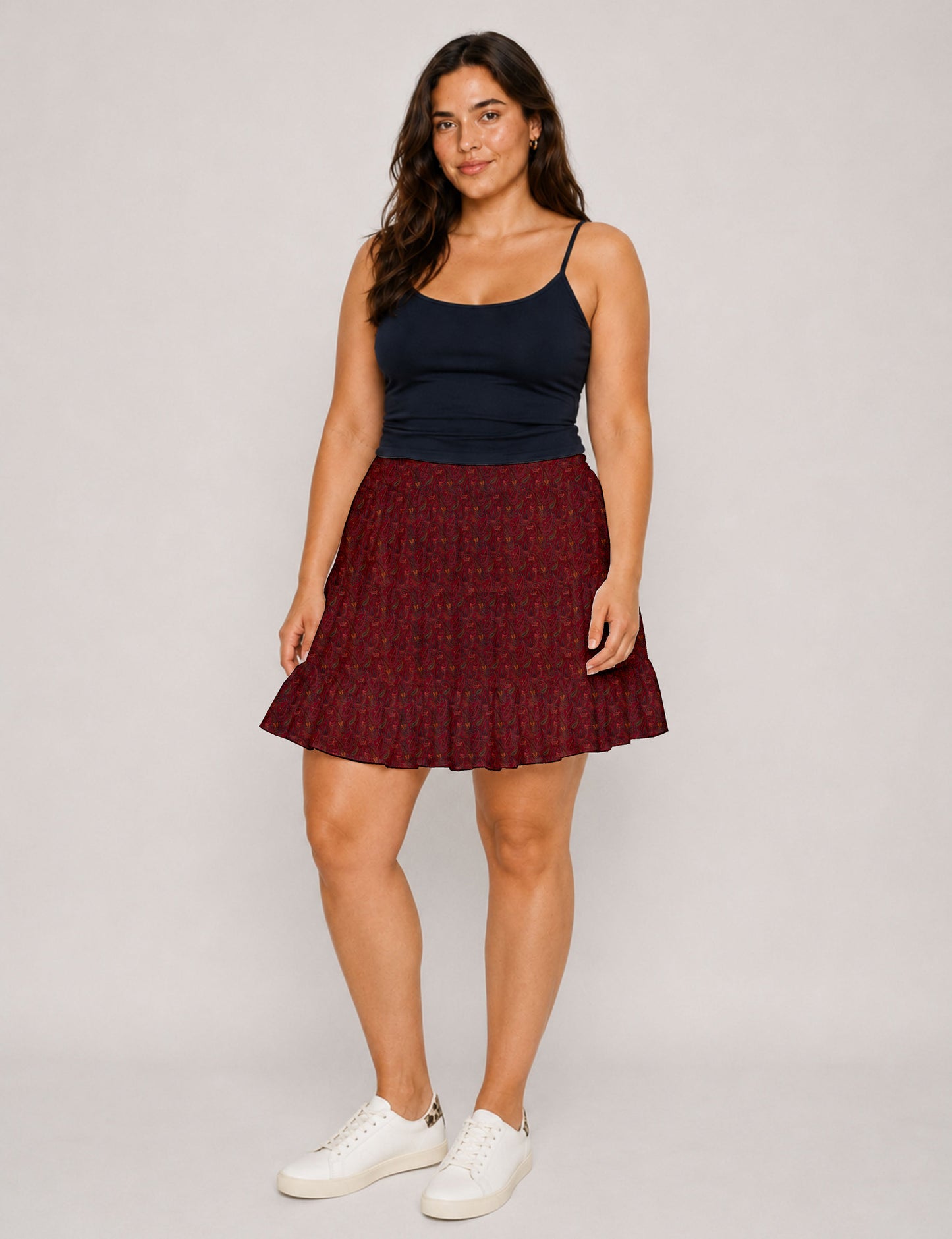 Short tiered skirt - Red Paisley