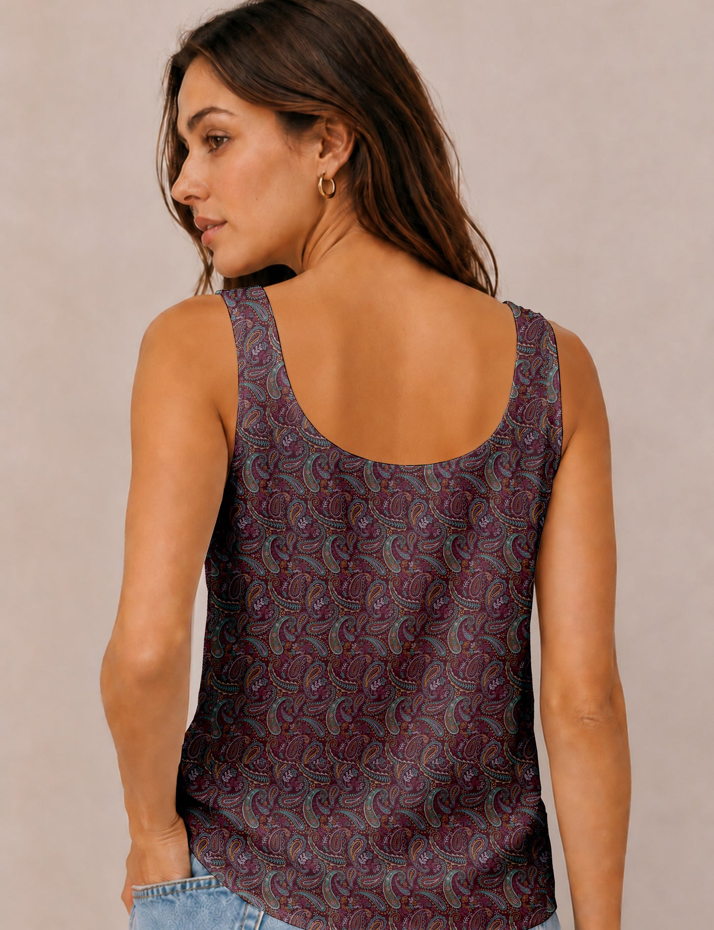 Sleeveless blouse - Red Paisley