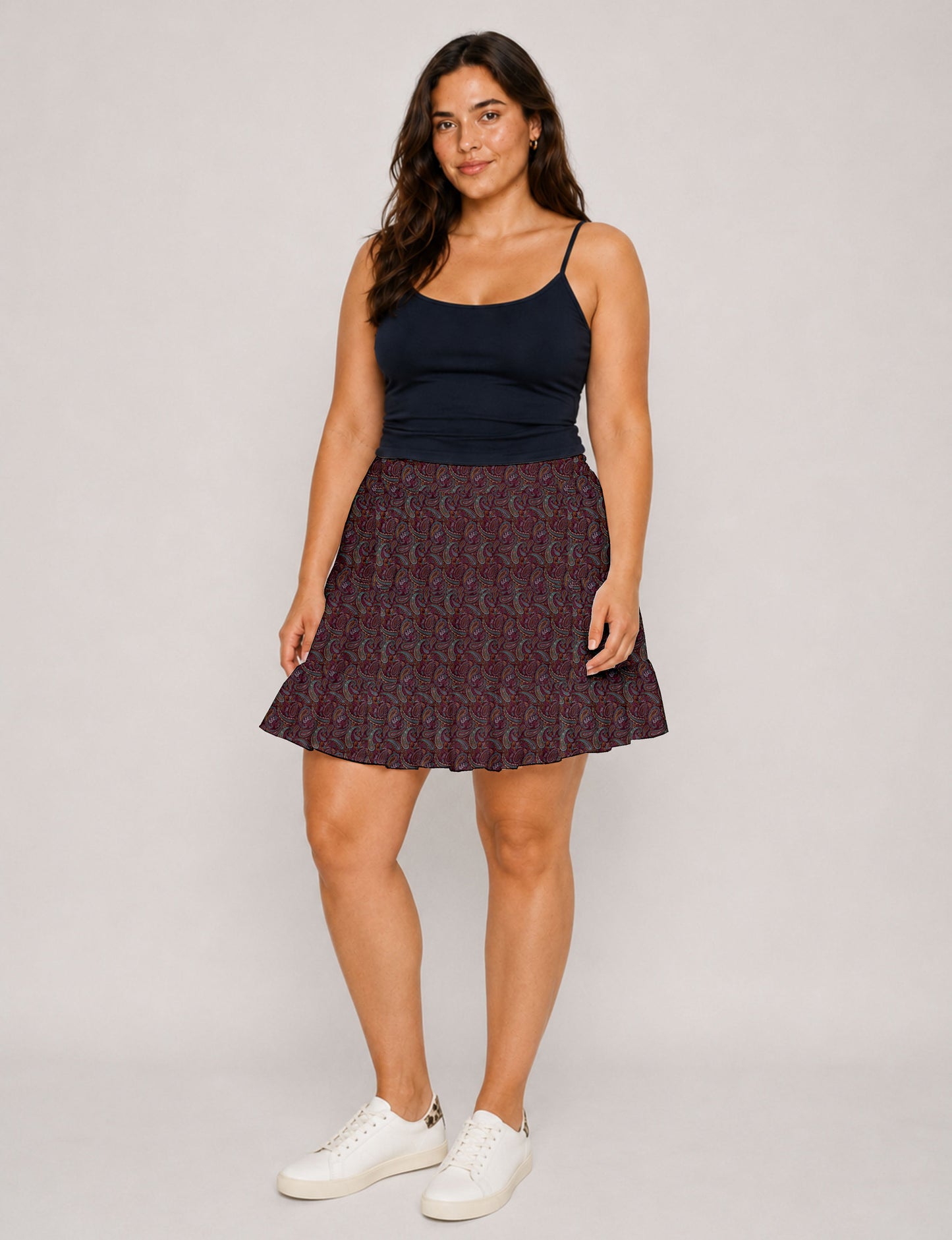 Short tiered skirt - Red Paisley