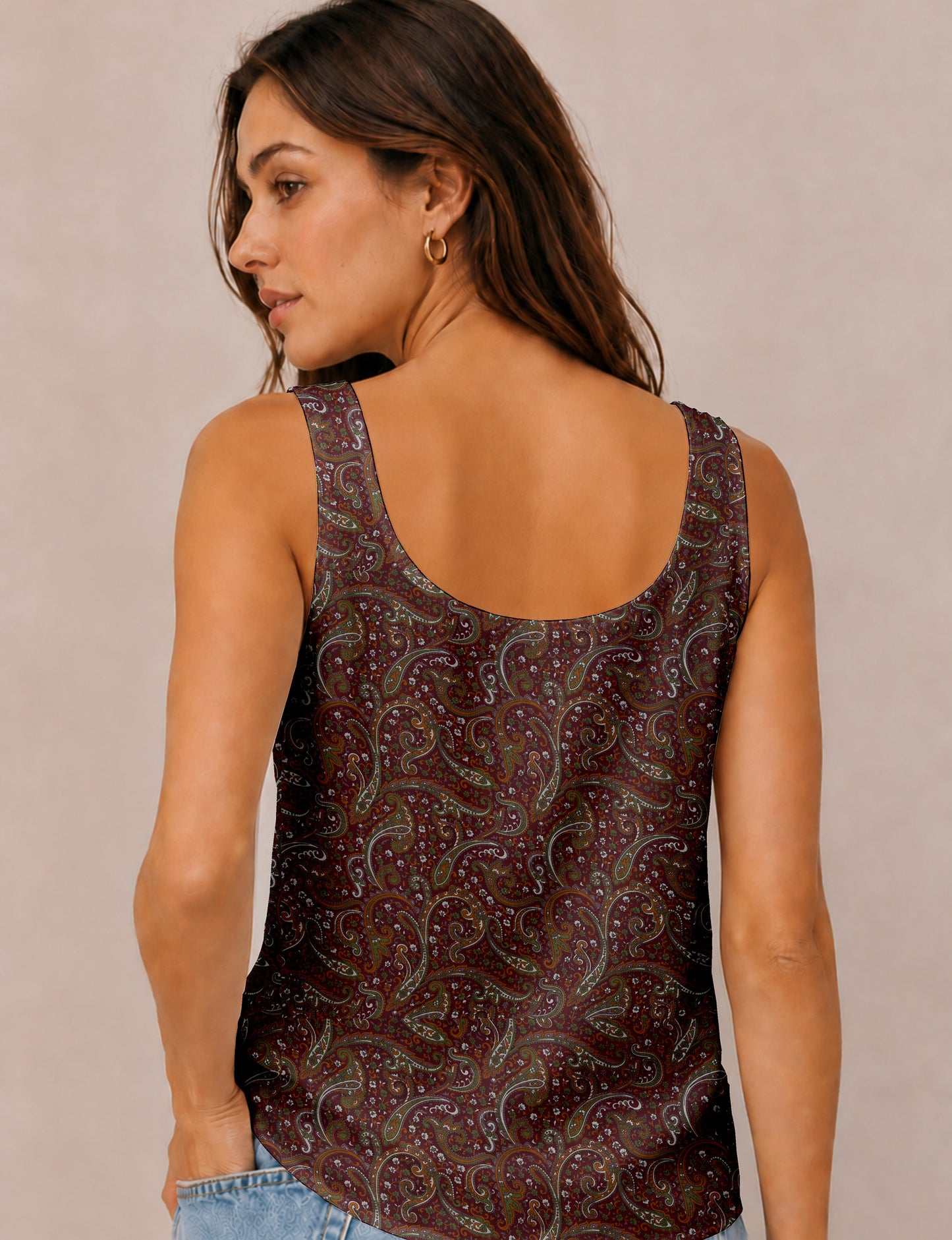 Sleeveless blouse - Red Paisley
