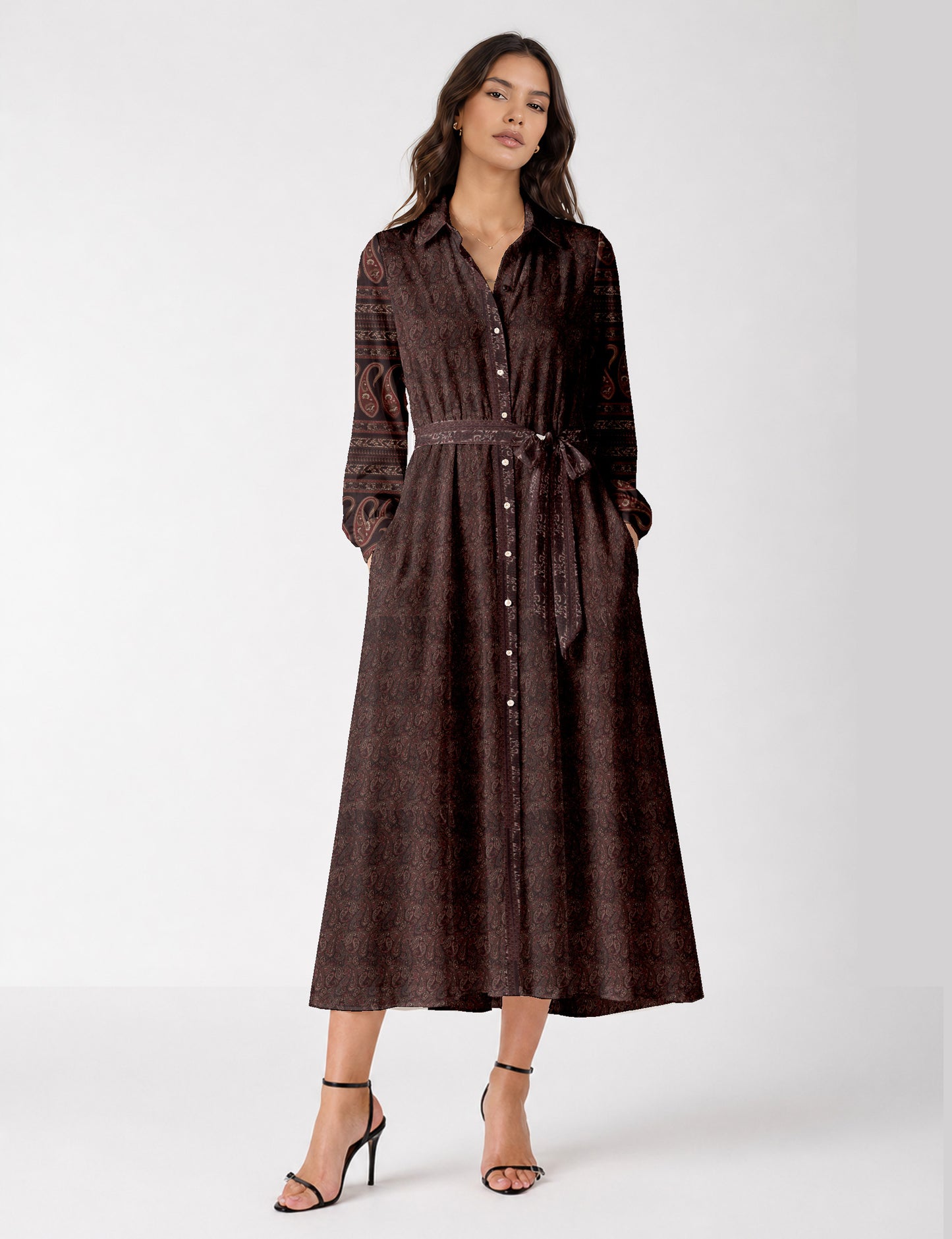 Long shirt dress - Red Paisley
