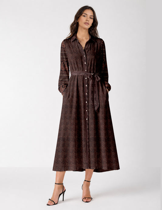 Long shirt dress - Red Paisley
