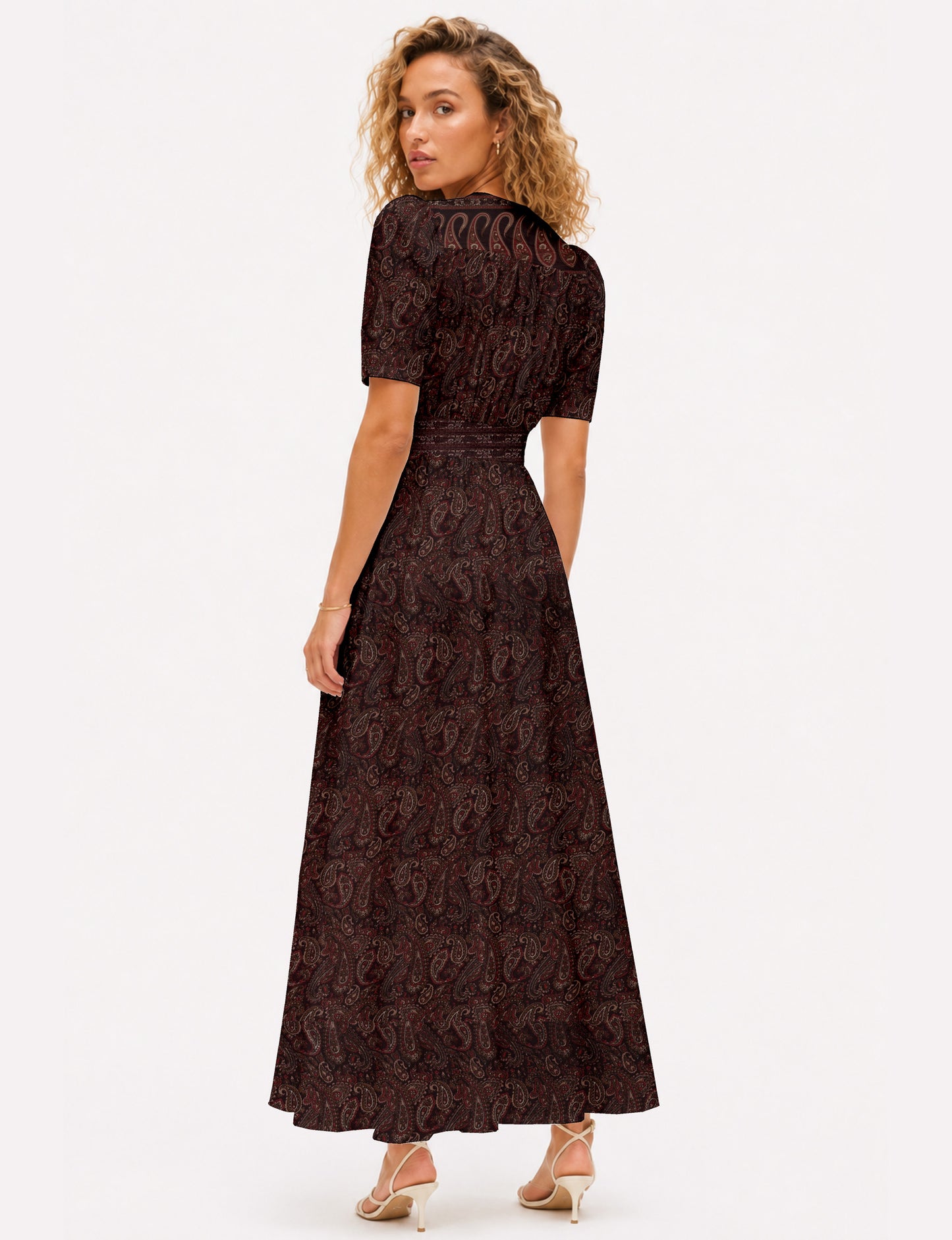Maxi romantic dress - Red Paisley