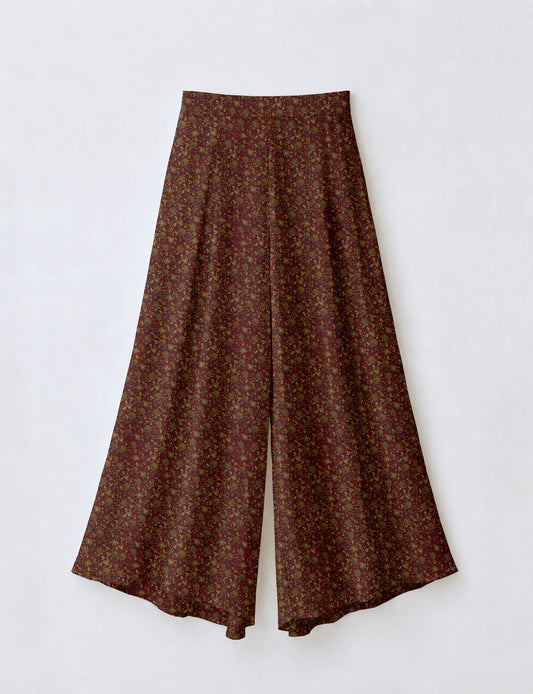 Wide Leg Palazzo Trousers - Red Tropical
