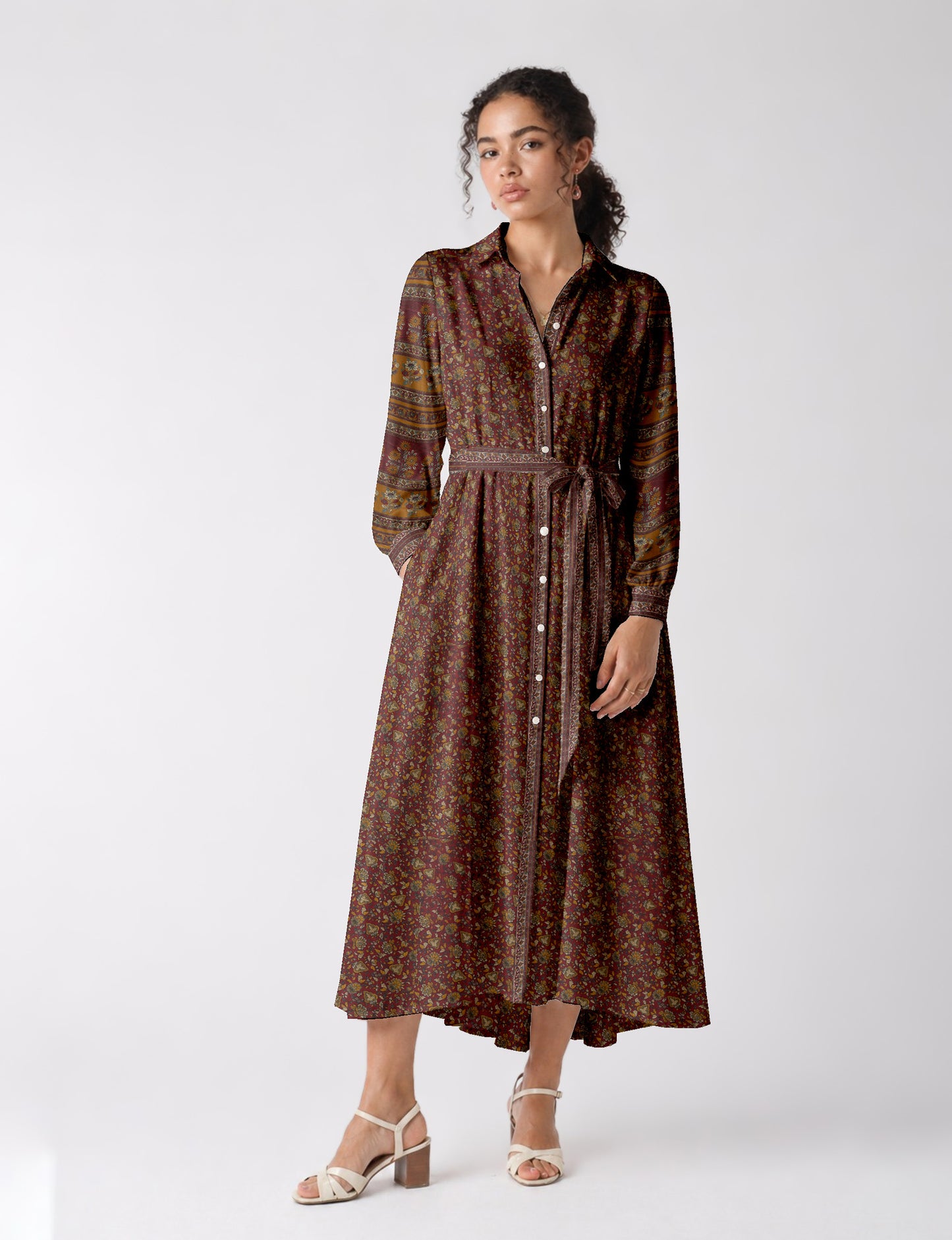 Long shirt dress - Red Tropical