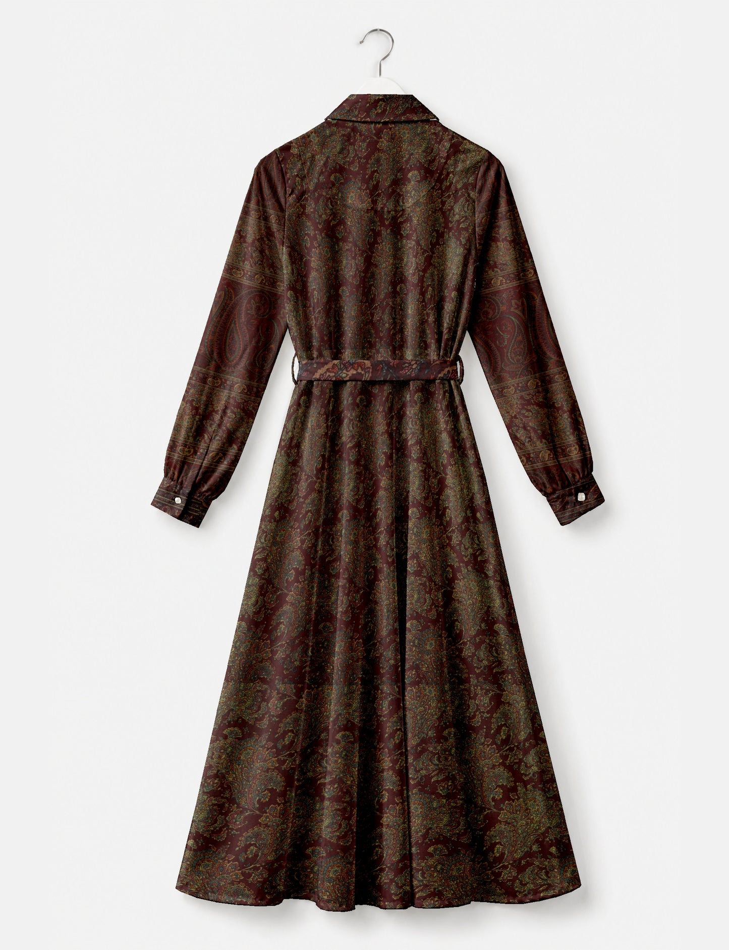 Long shirt dress by I was a Sari with A-line silhouette and tie belt