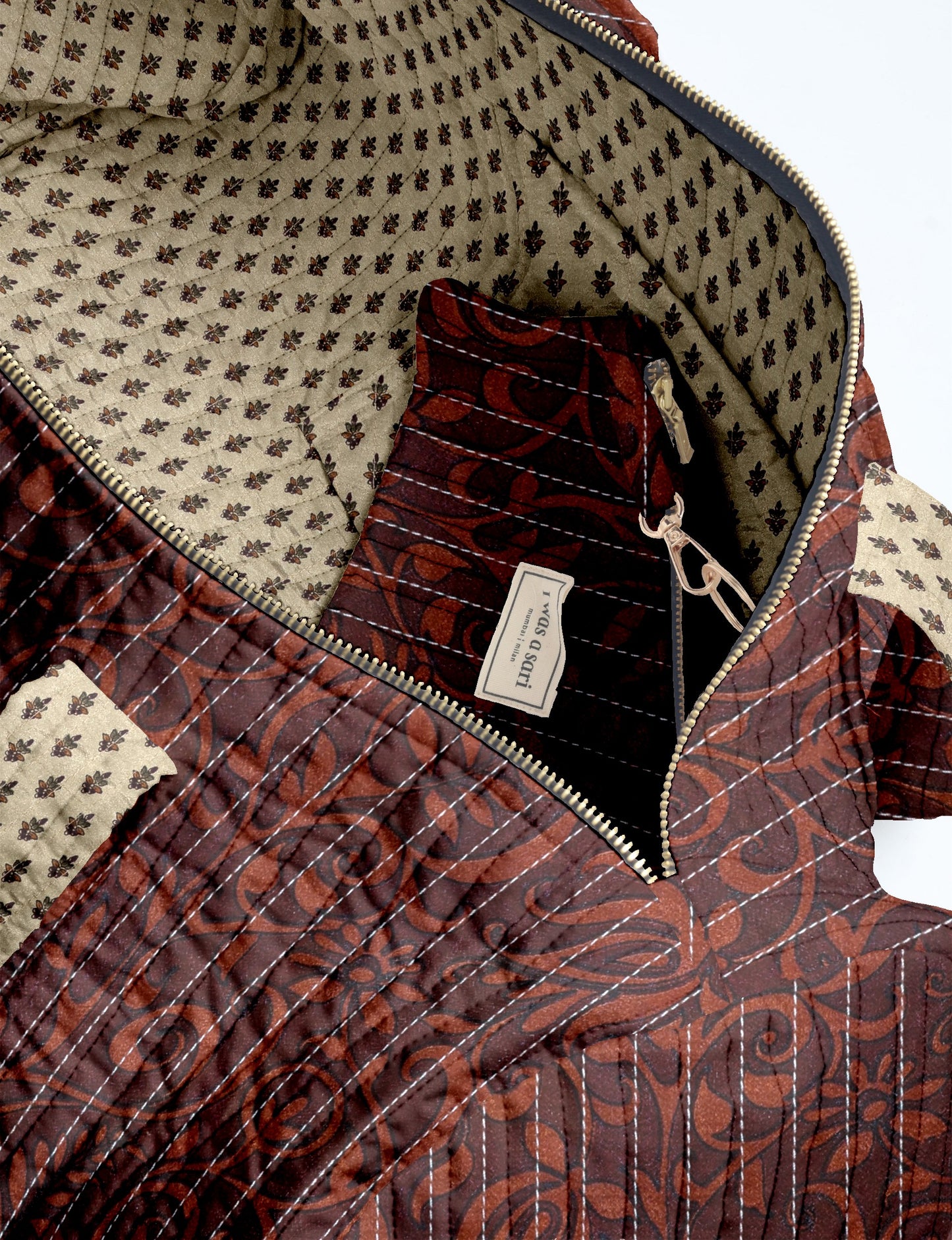 Quilted bowling bag - Red Tropical