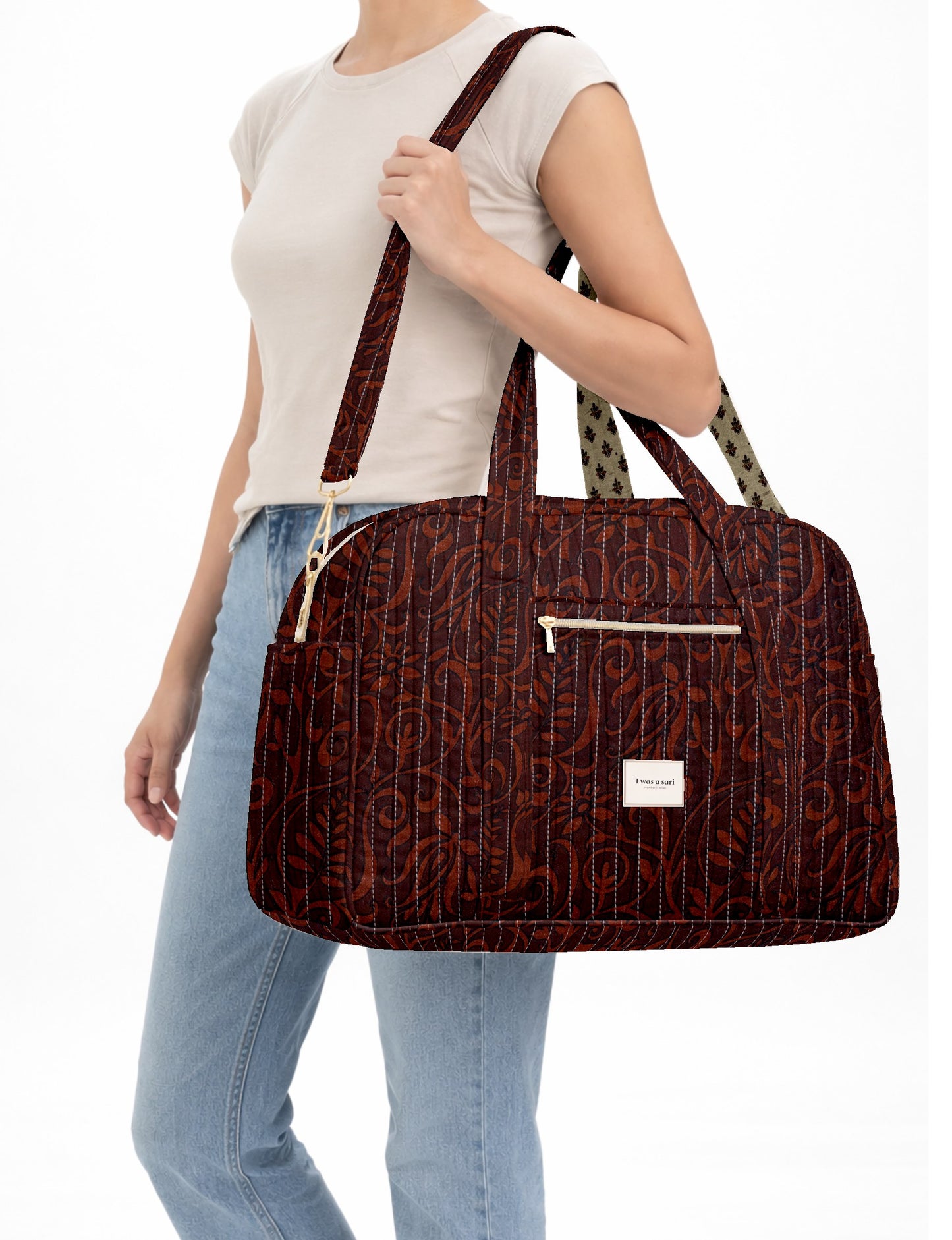 Quilted duffle bag - Red Tropical
