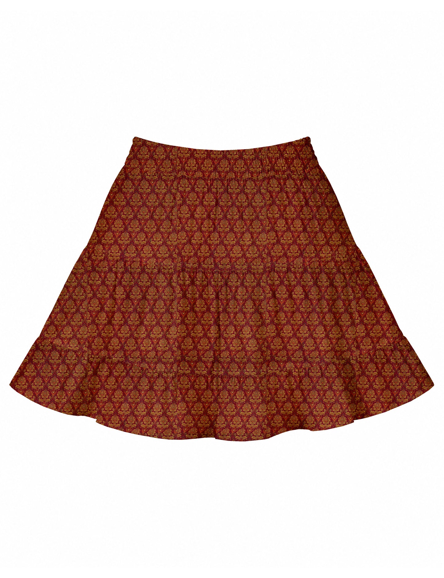 Short tiered skirt - Red Tropical