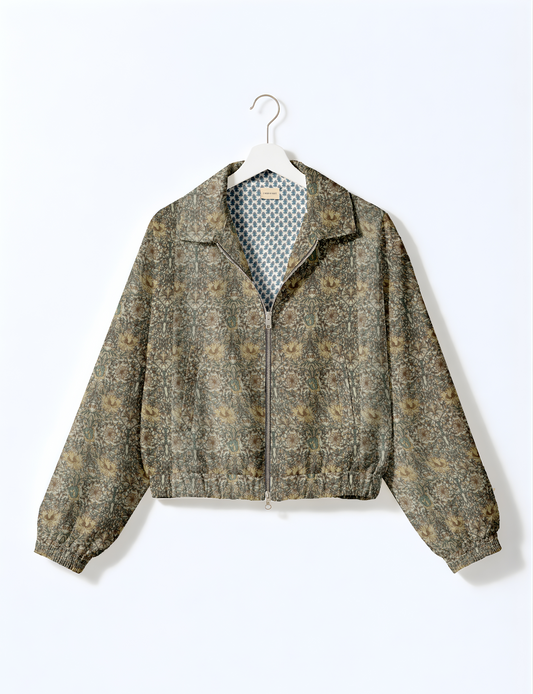 Bomber Jacket - Beige Floral