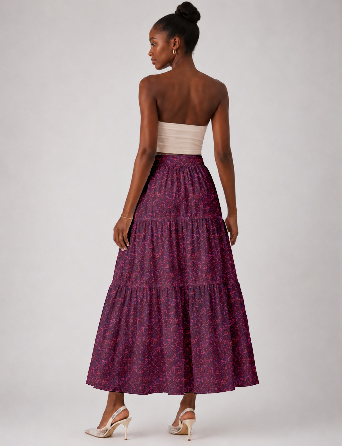 Midi tiered skirt - Blue Micro Design