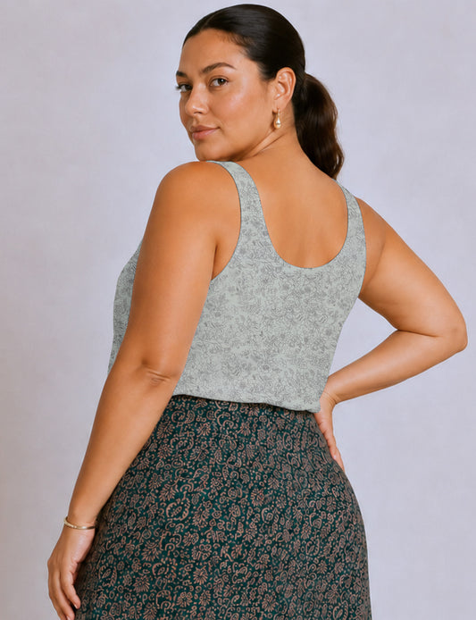 Sleeveless blouse - White Floral