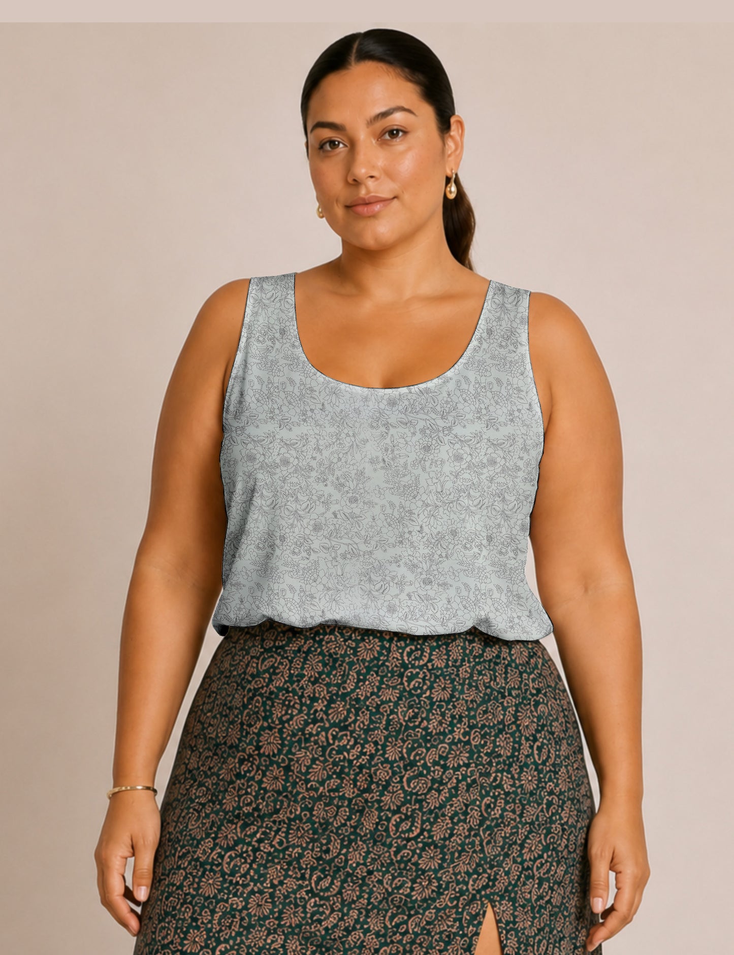 Sleeveless blouse - White Floral