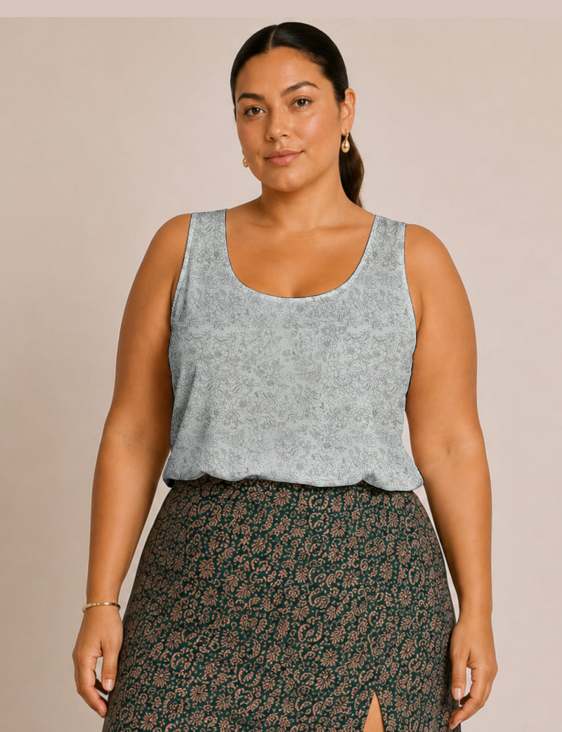 Sleeveless blouse - White Floral
