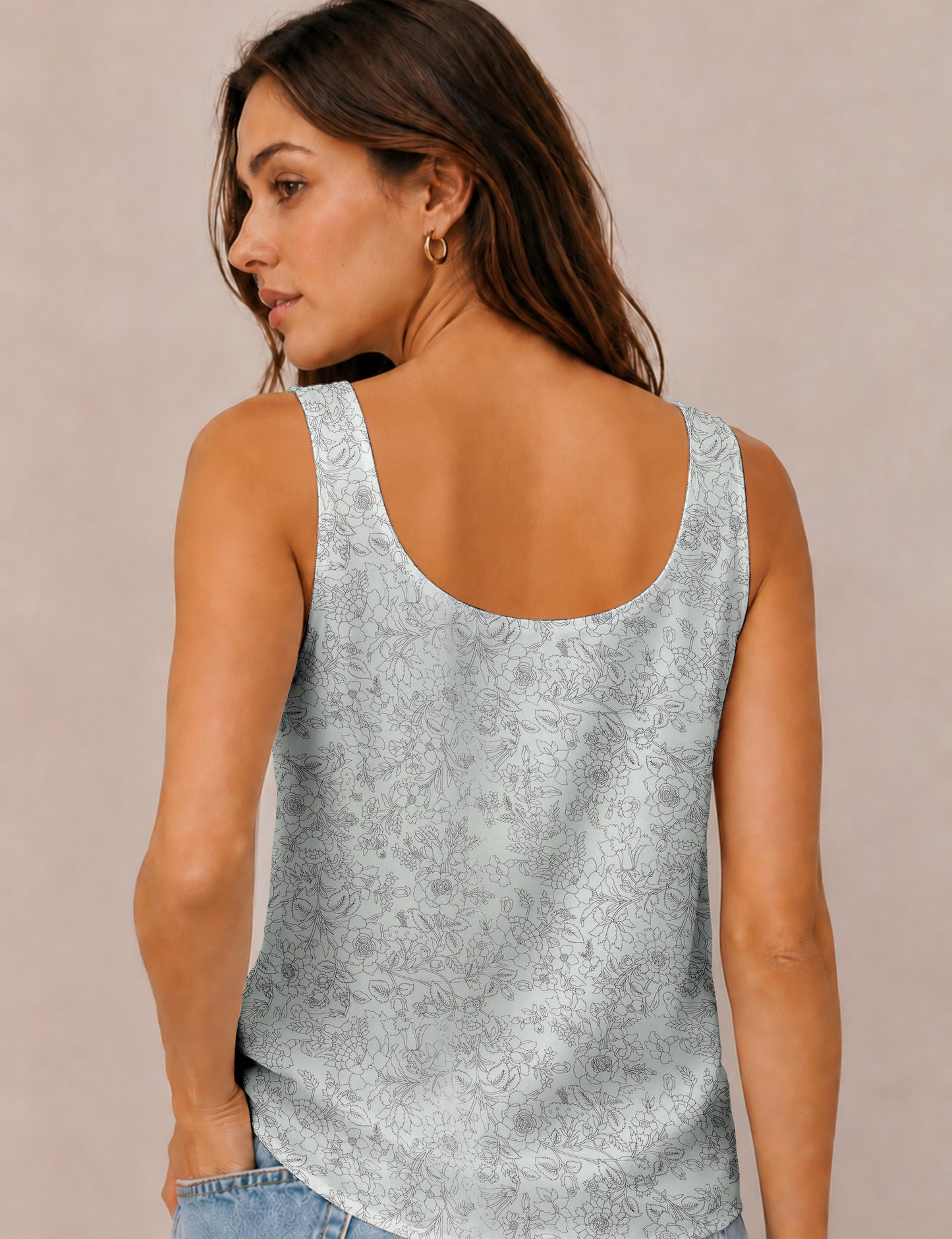 Sleeveless blouse - White Floral