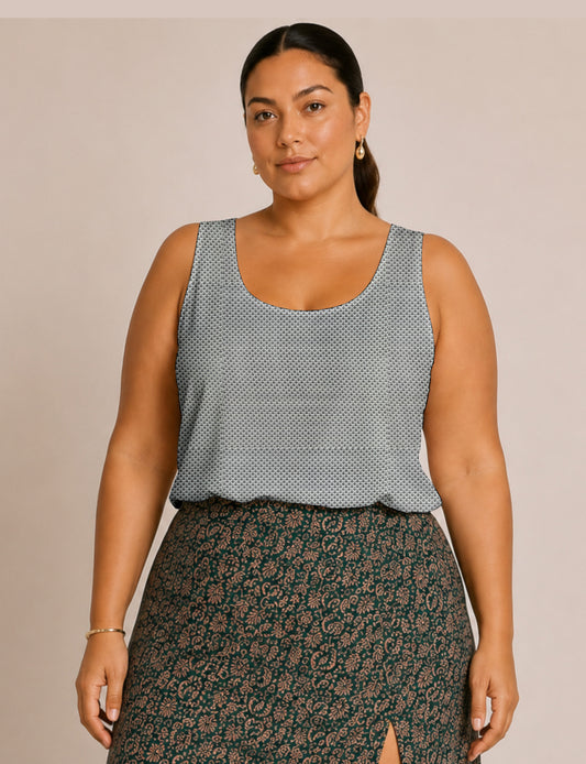 Sleeveless blouse - White Floral