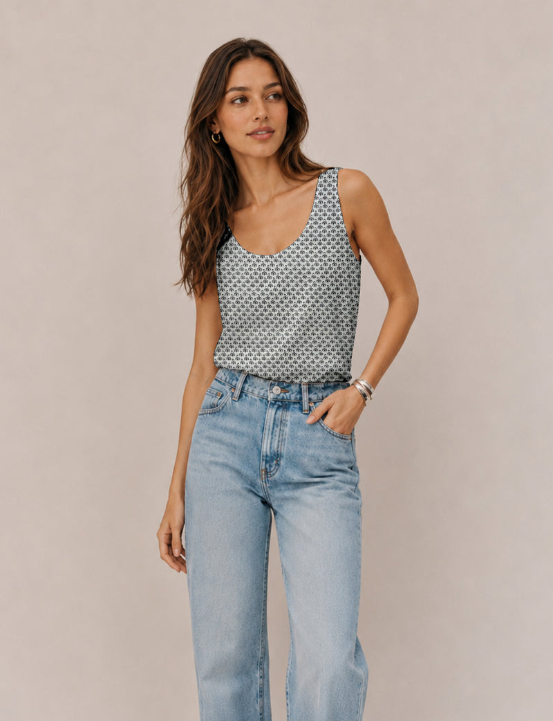 Blusa sin mangas - Blanco Floral