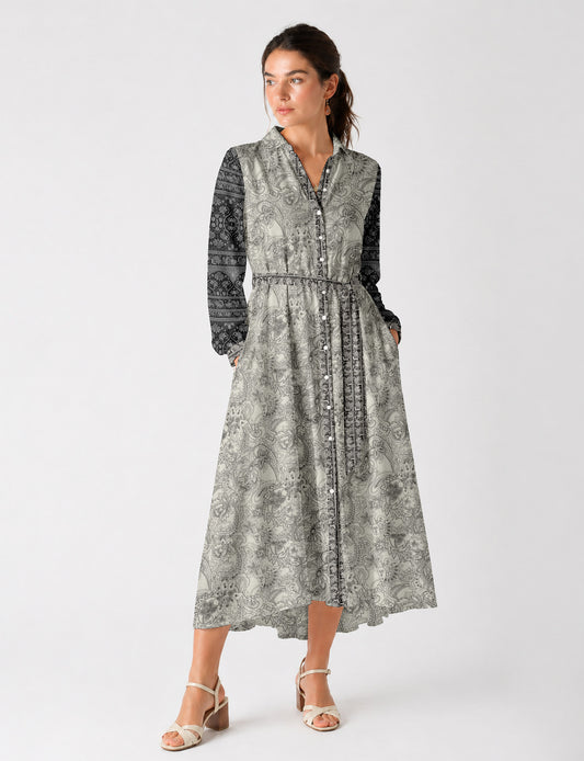 Long shirt dress - White Paisley