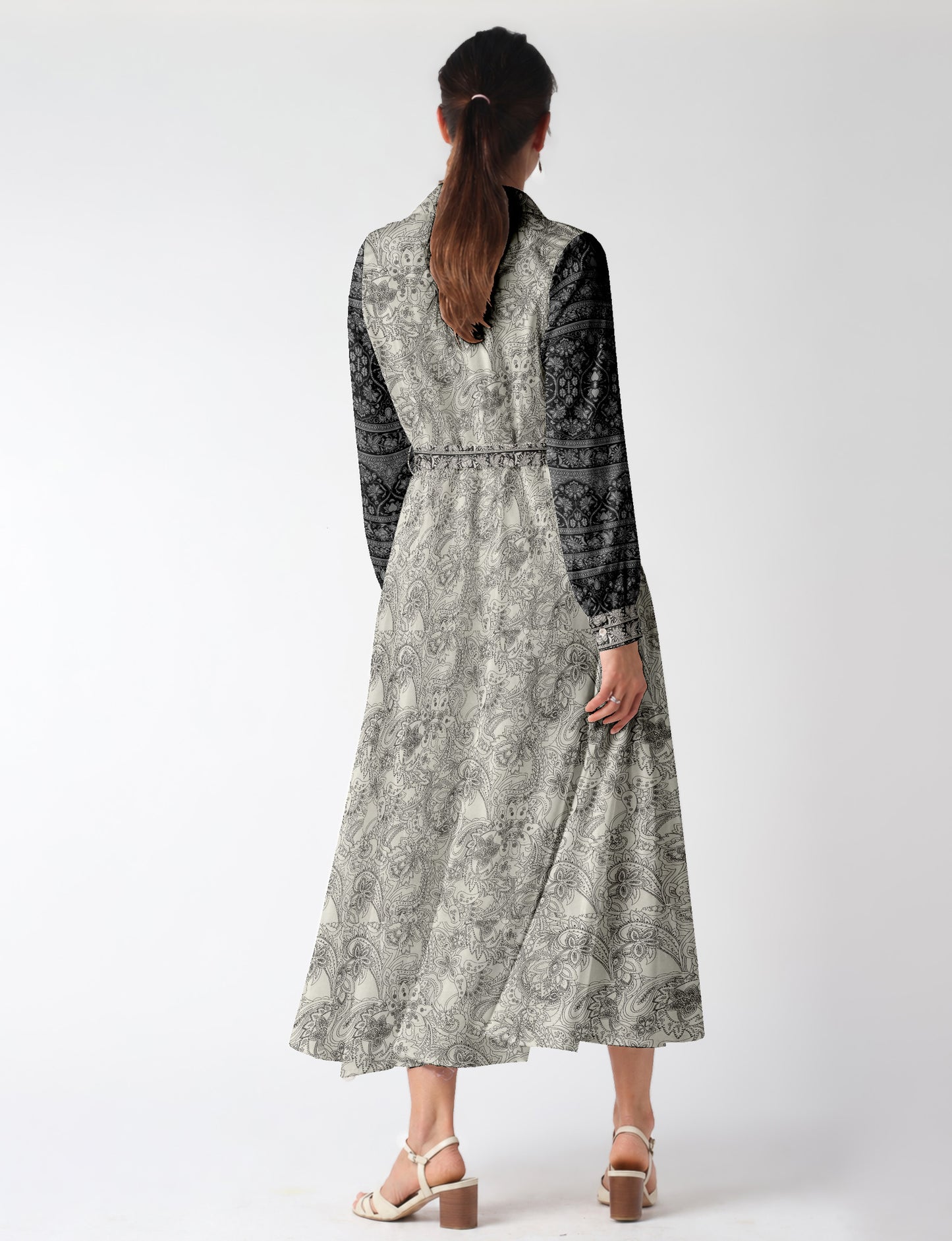 Long shirt dress - White Paisley