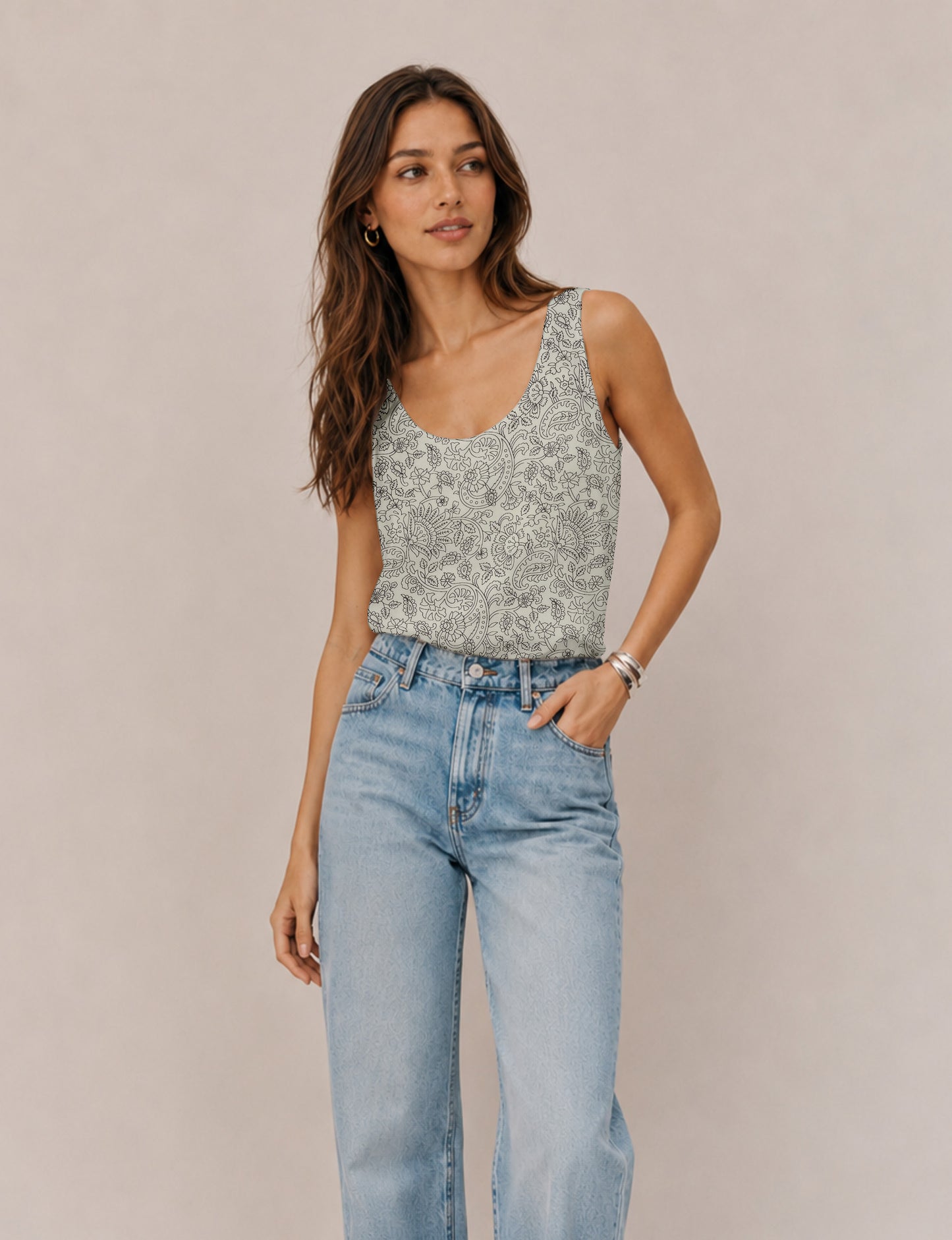 Sleeveless blouse - White Tropical