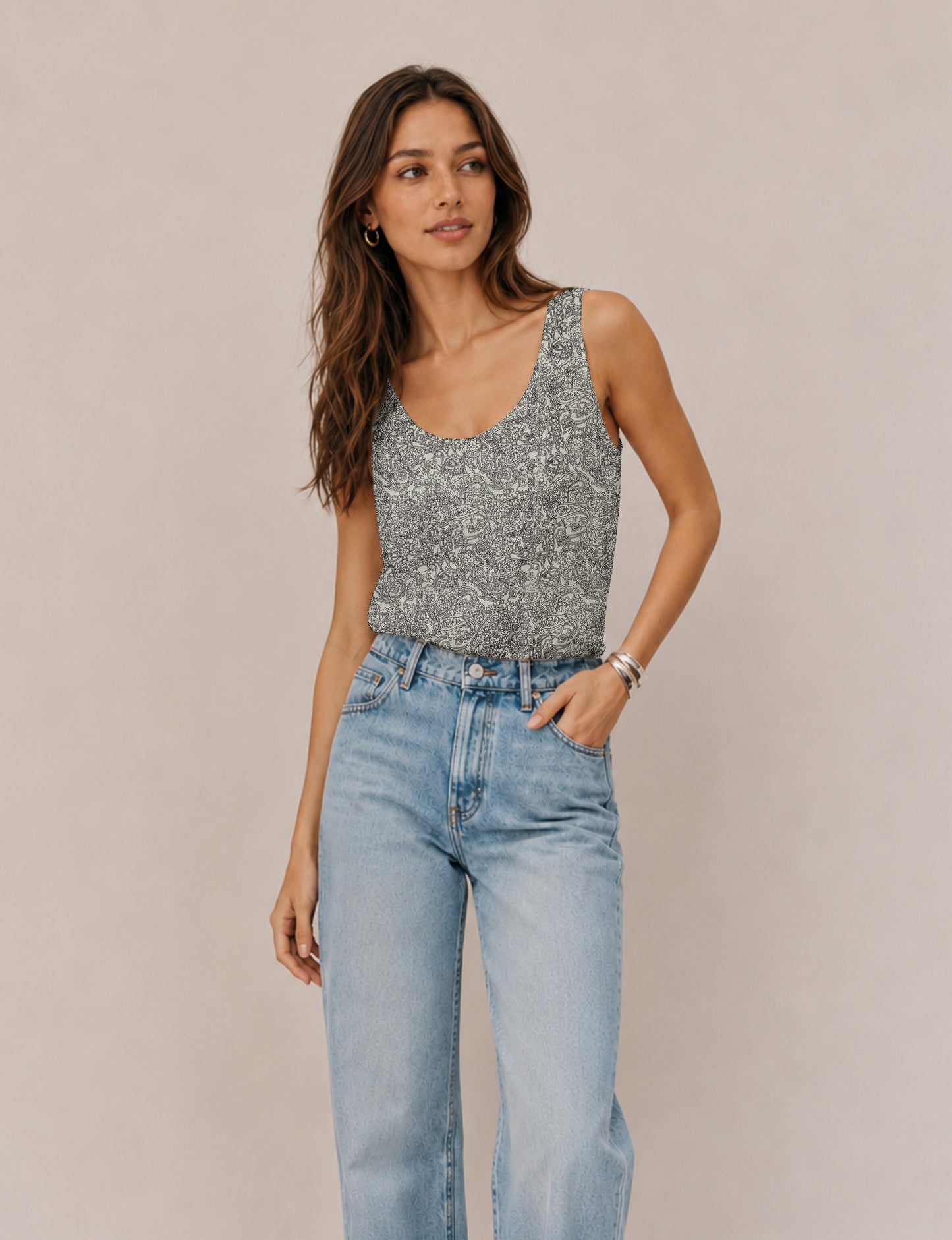 Sleeveless blouse - White Tropical