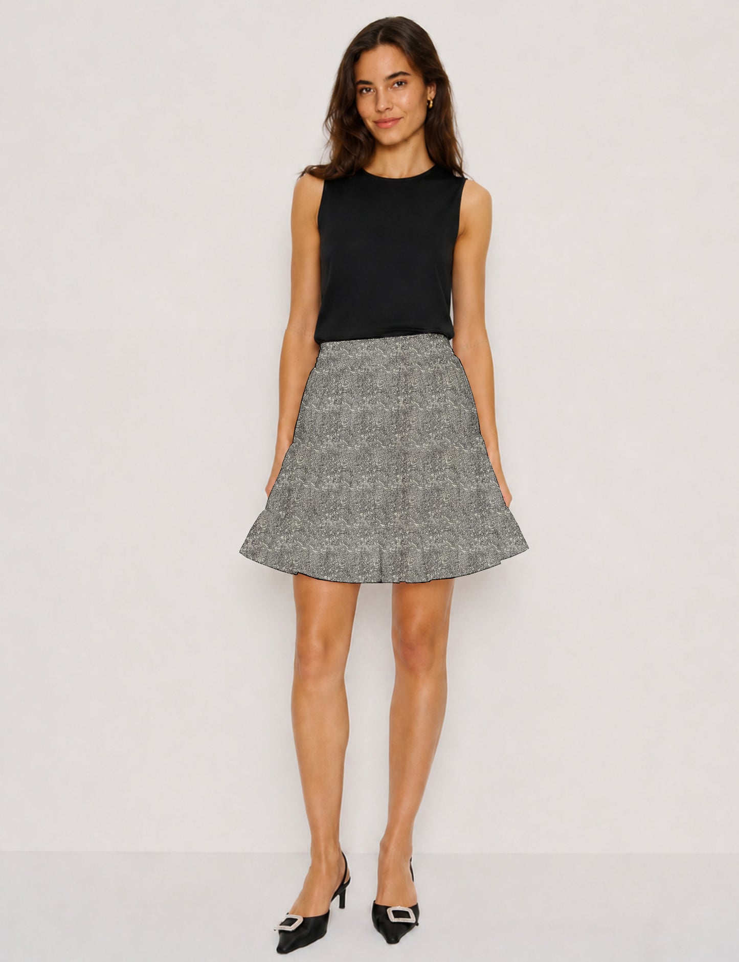 Short tiered skirt - White Tropical