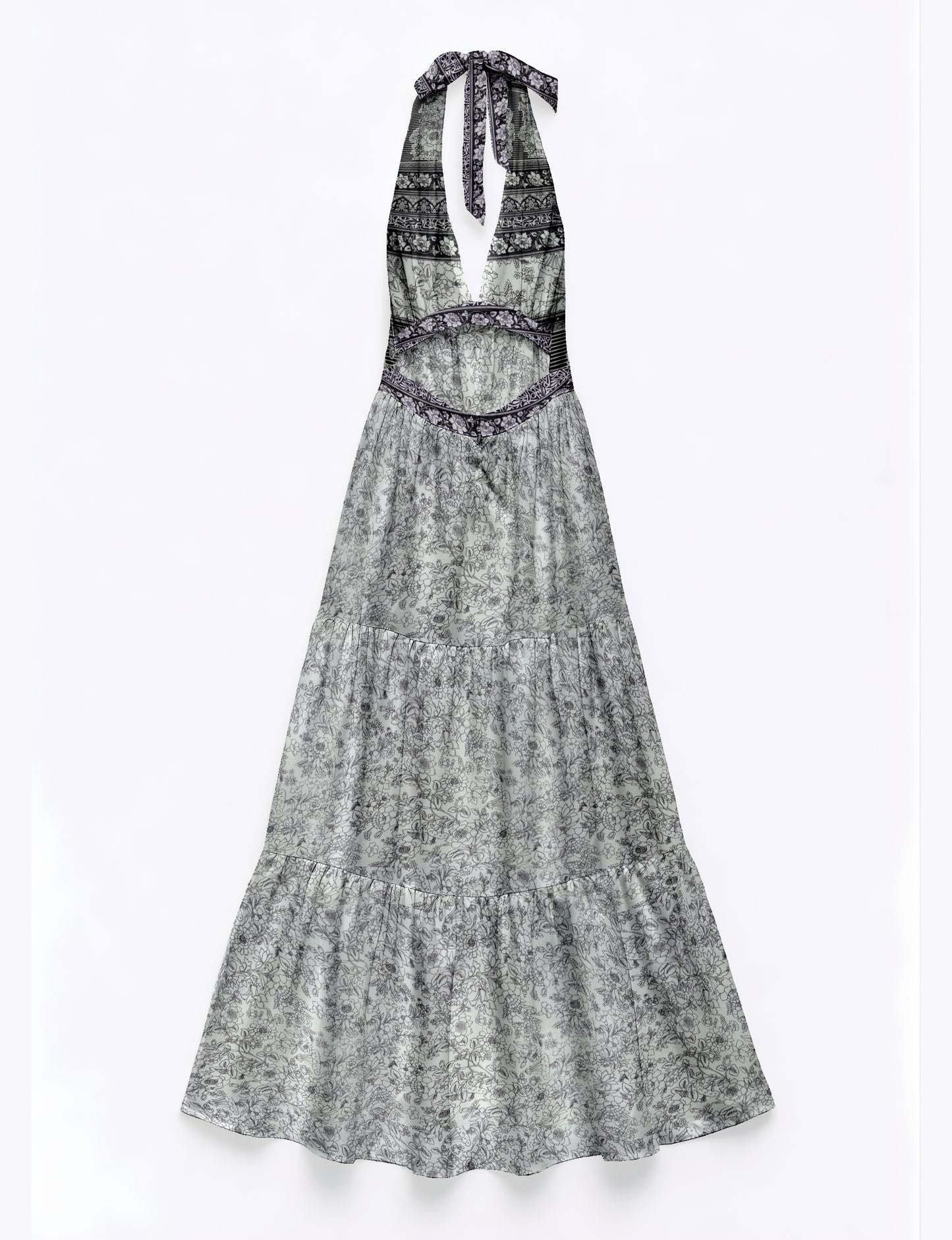 Maxi dress side view highlighting volume and movement