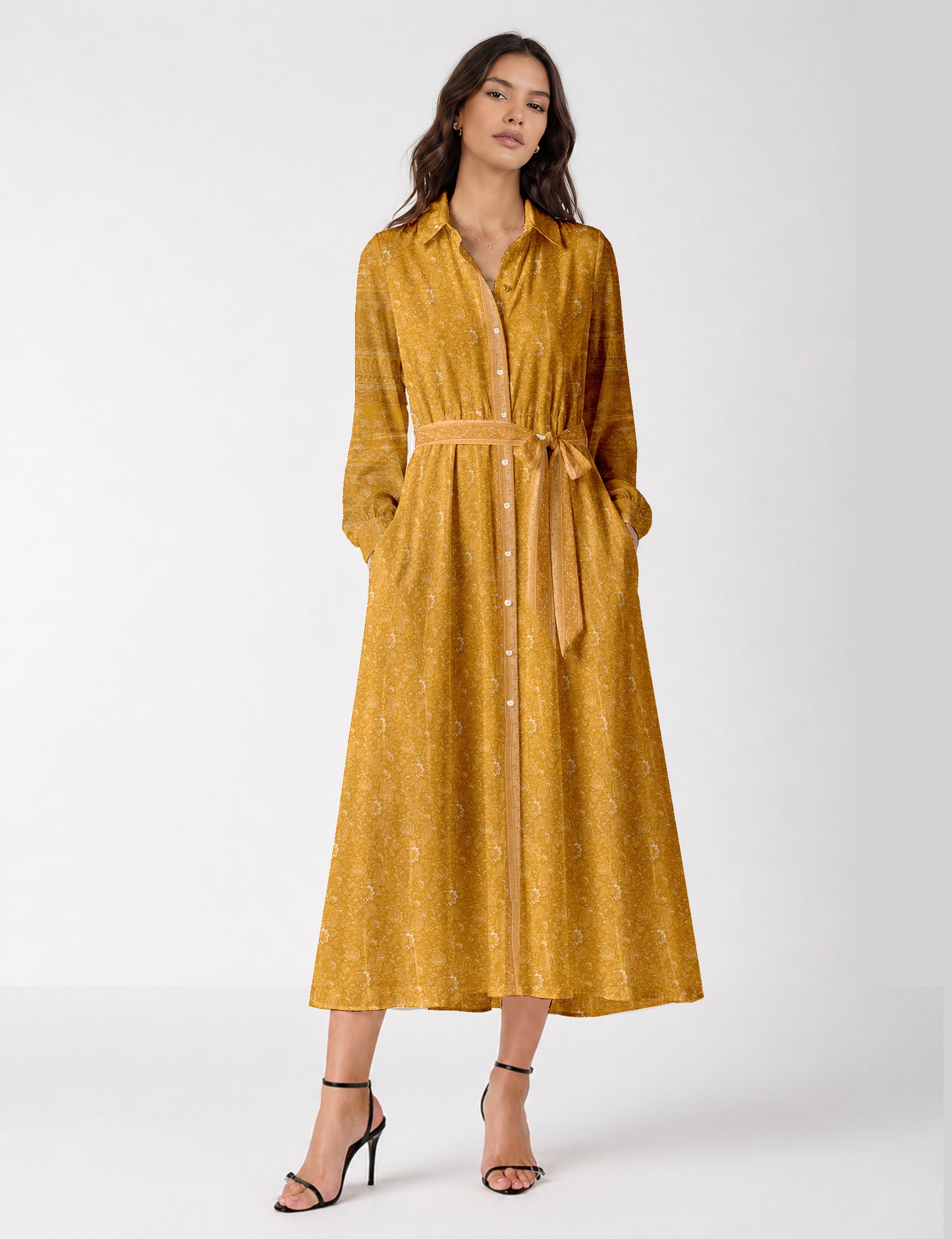 Long shirt dress - Yellow Paisley