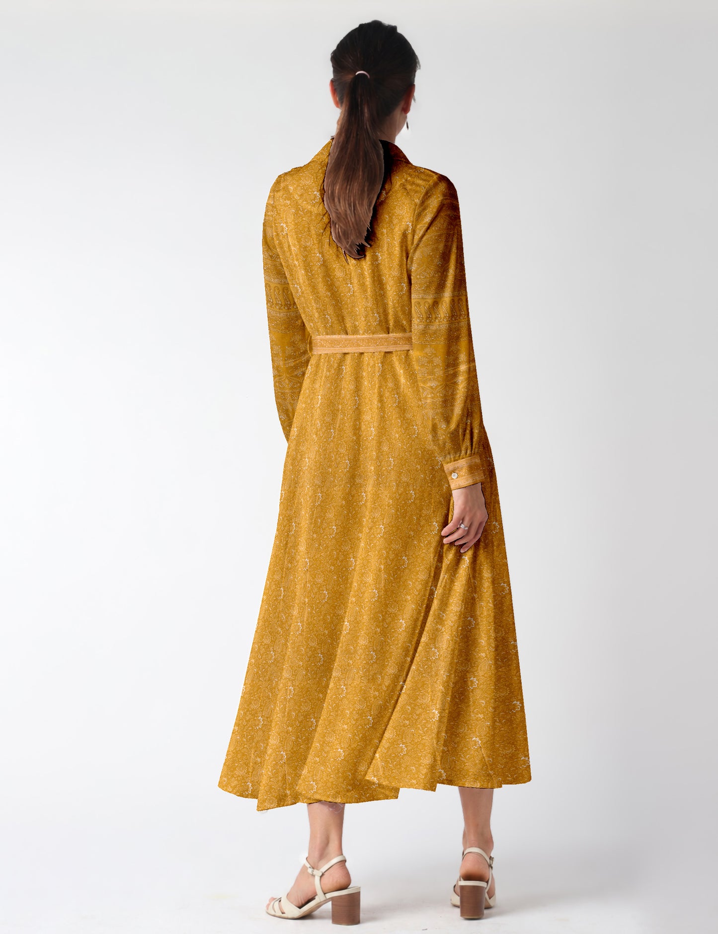 Long shirt dress - Yellow Paisley
