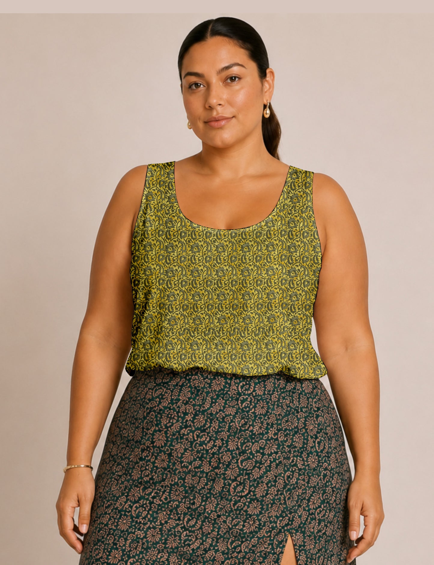 Sleeveless blouse - Yellow Abstract