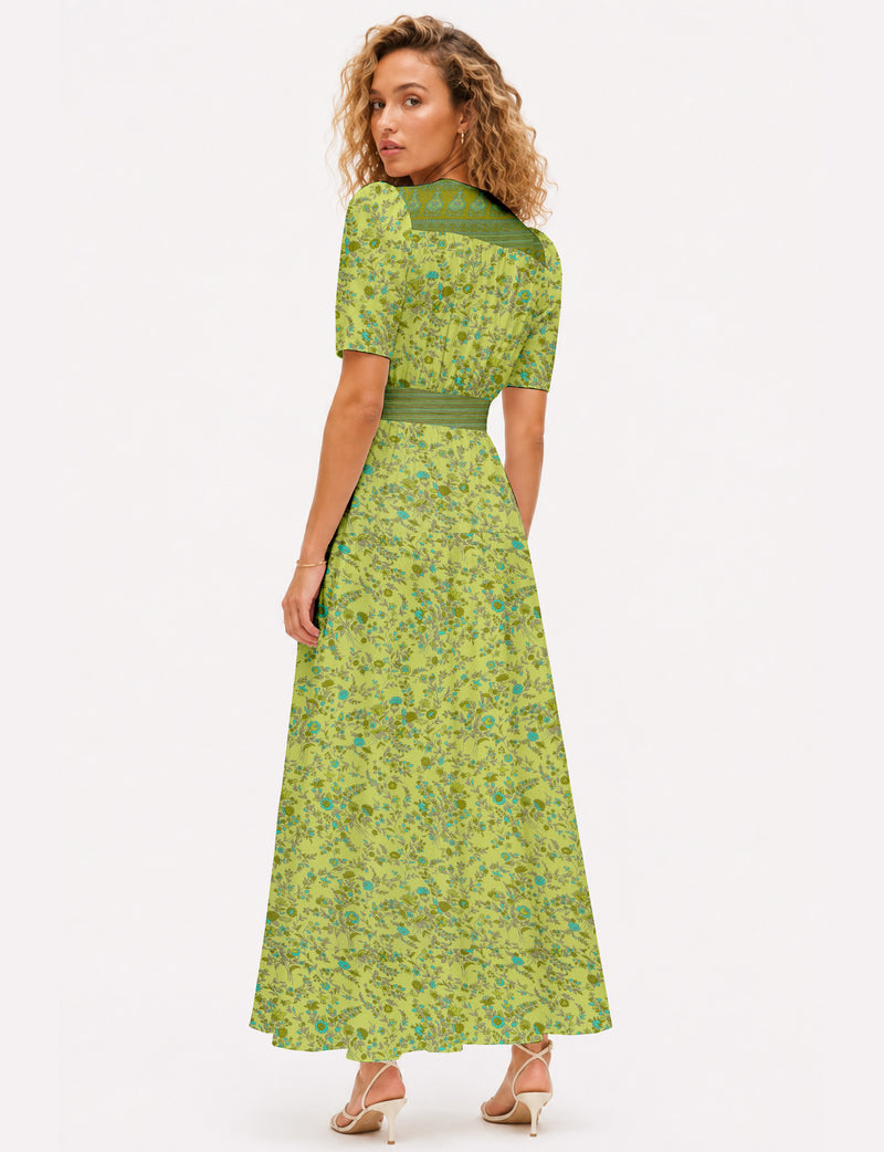 Maxi romantic dress - Yellow Floral