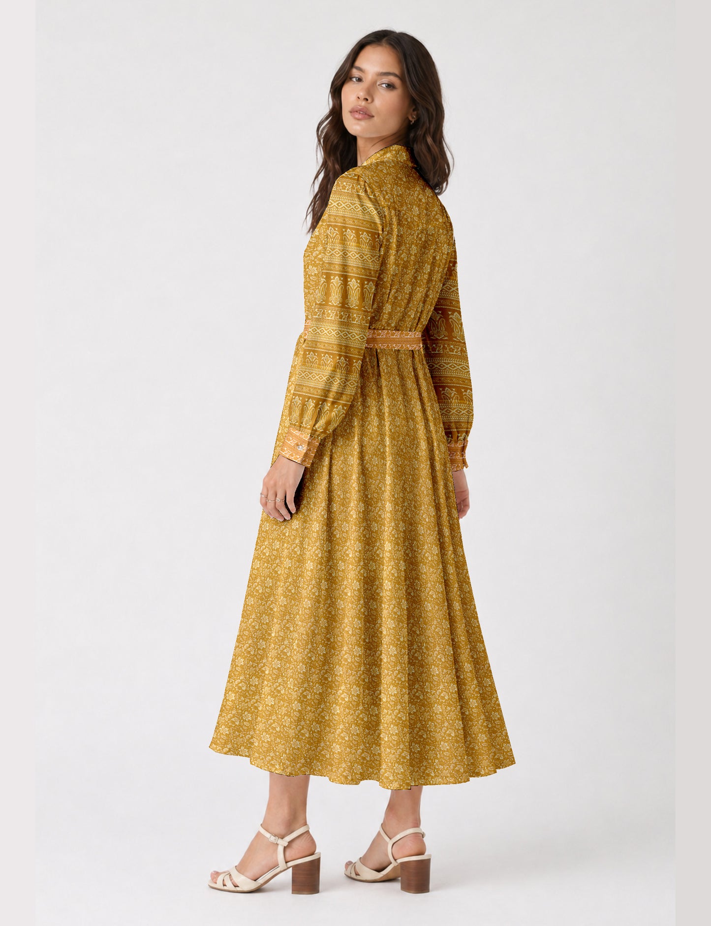 Long shirt dress - Yellow Floral