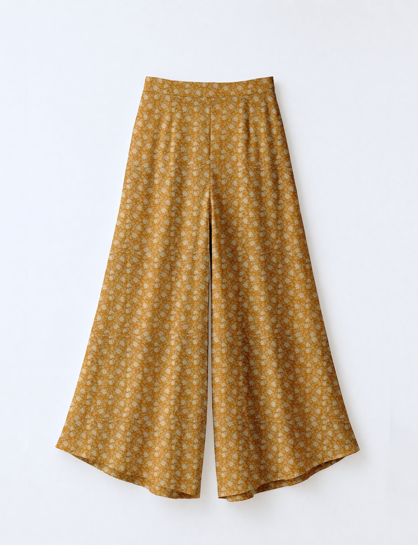 Wide Leg Palazzo Trousers - Yellow Floral