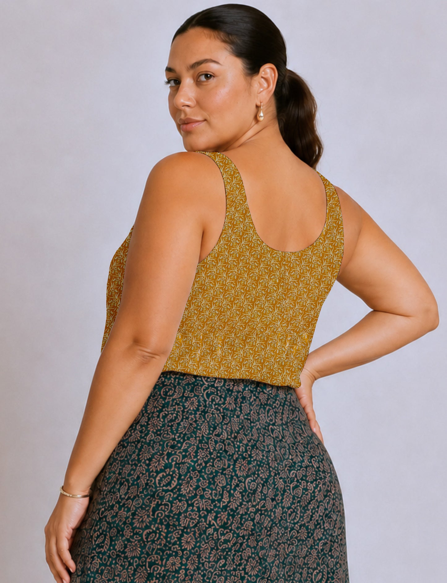 Sleeveless blouse - Yellow Floral