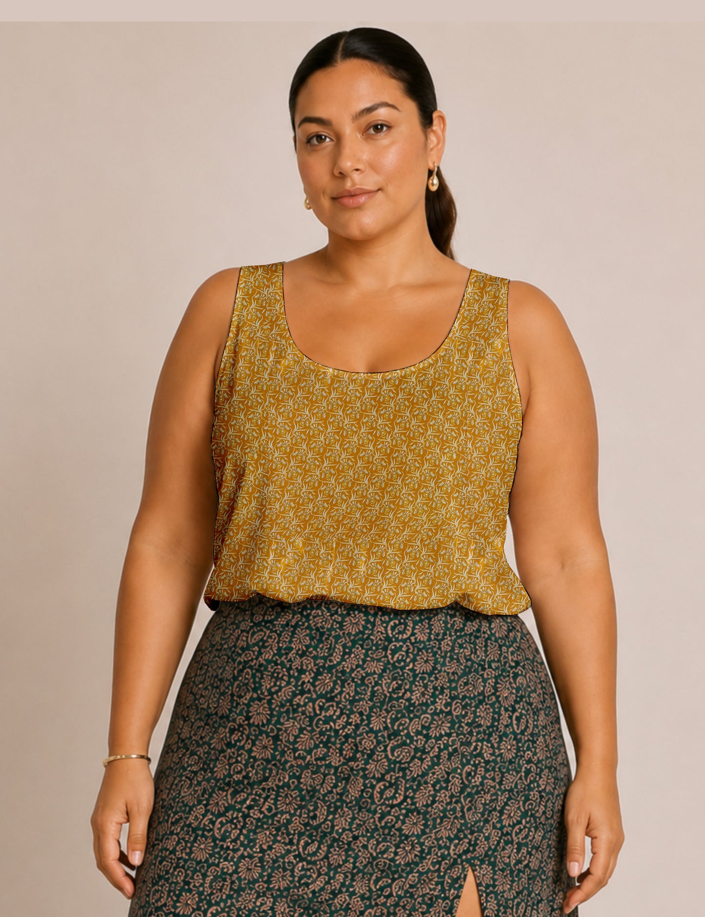 Sleeveless blouse - Yellow Floral