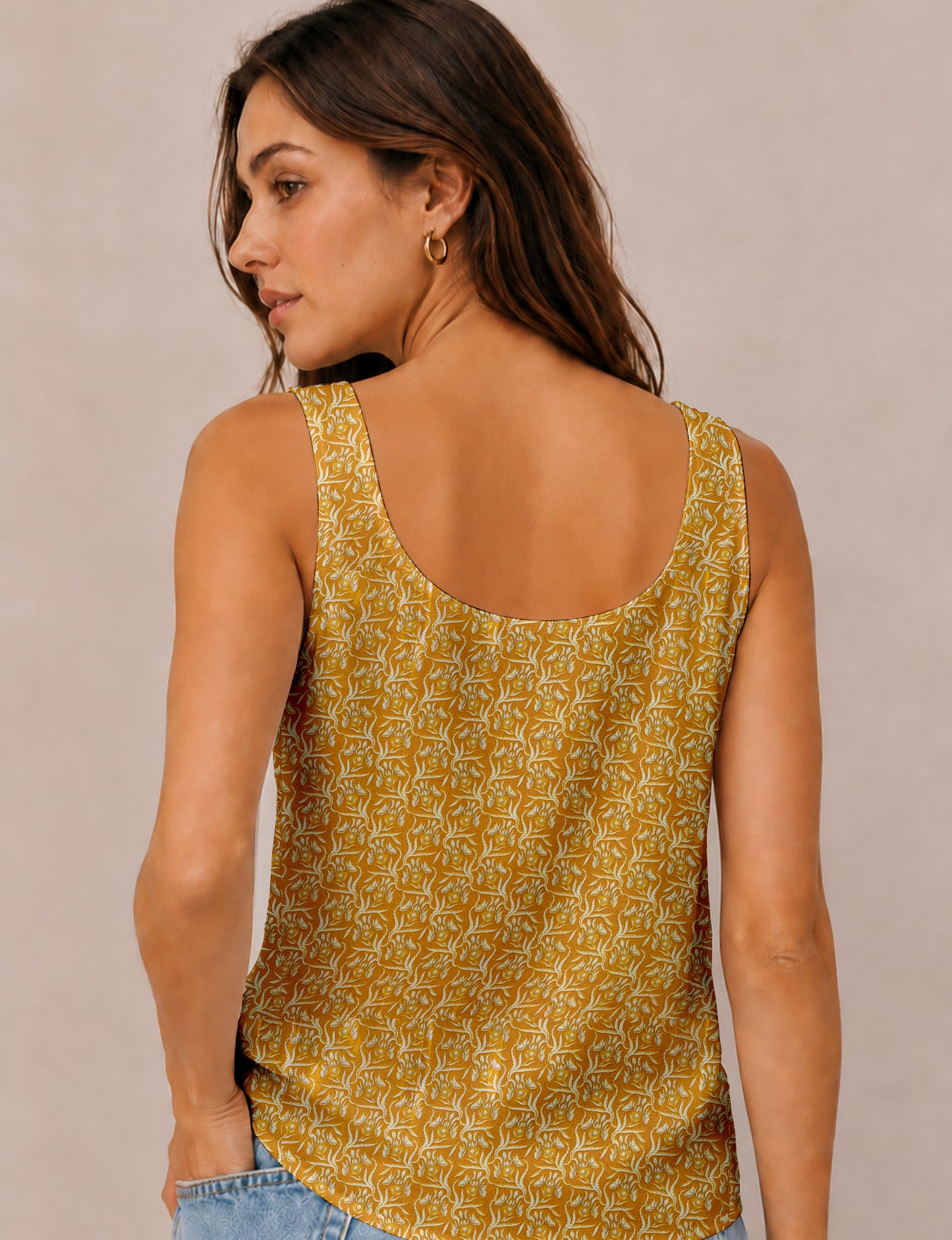 Sleeveless blouse - Yellow Floral