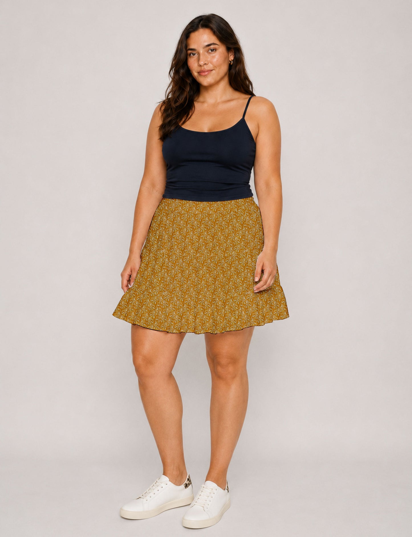 Short tiered skirt - Yellow Floral