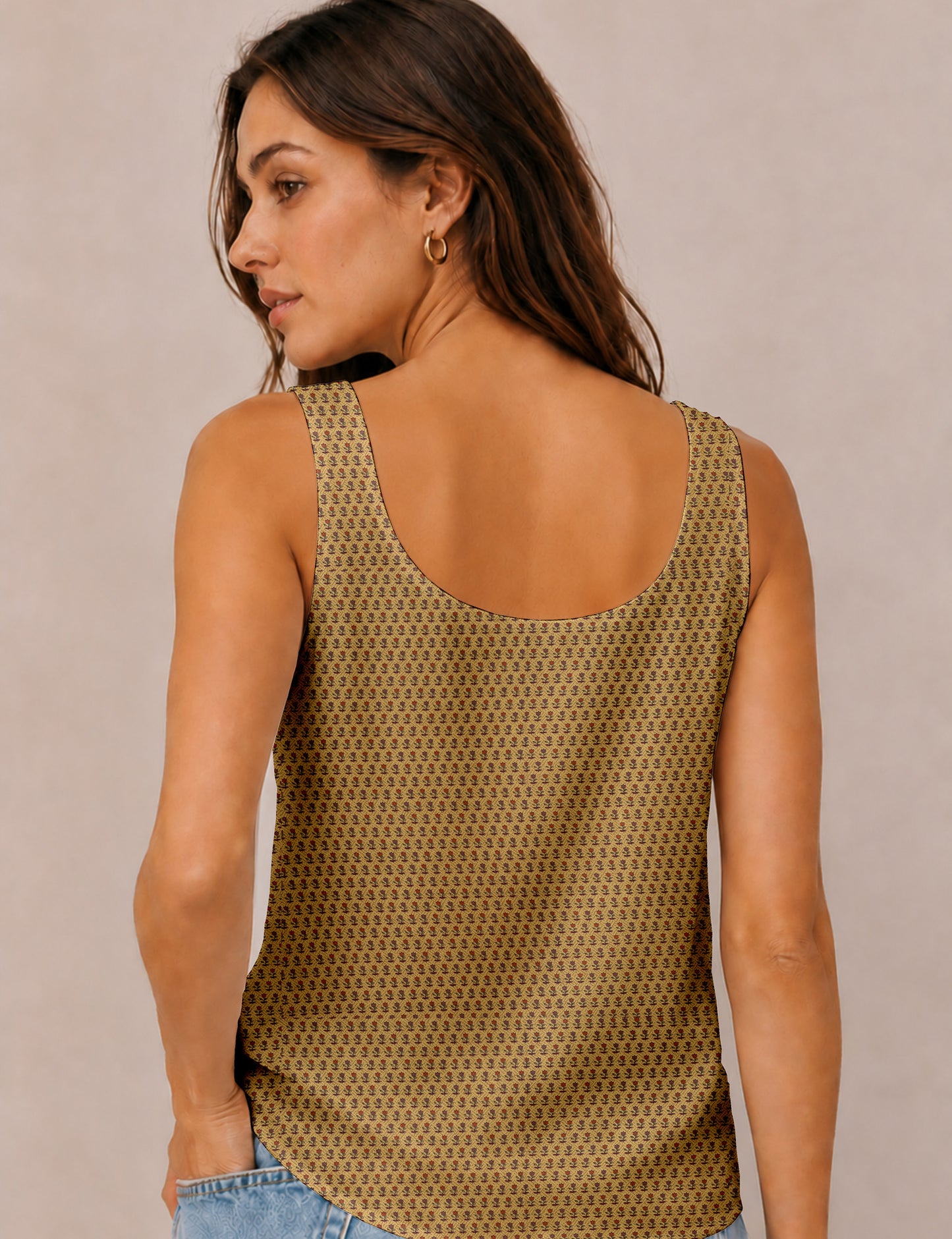 Sleeveless blouse - Yellow Floral