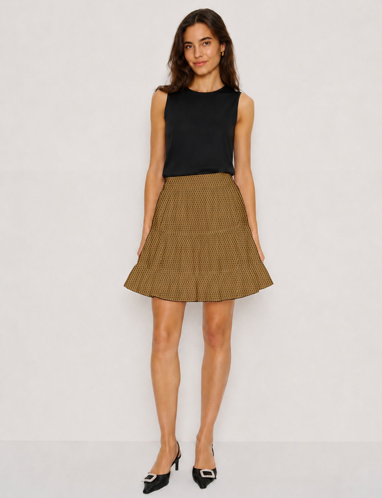 Short tiered skirt - Yellow Floral