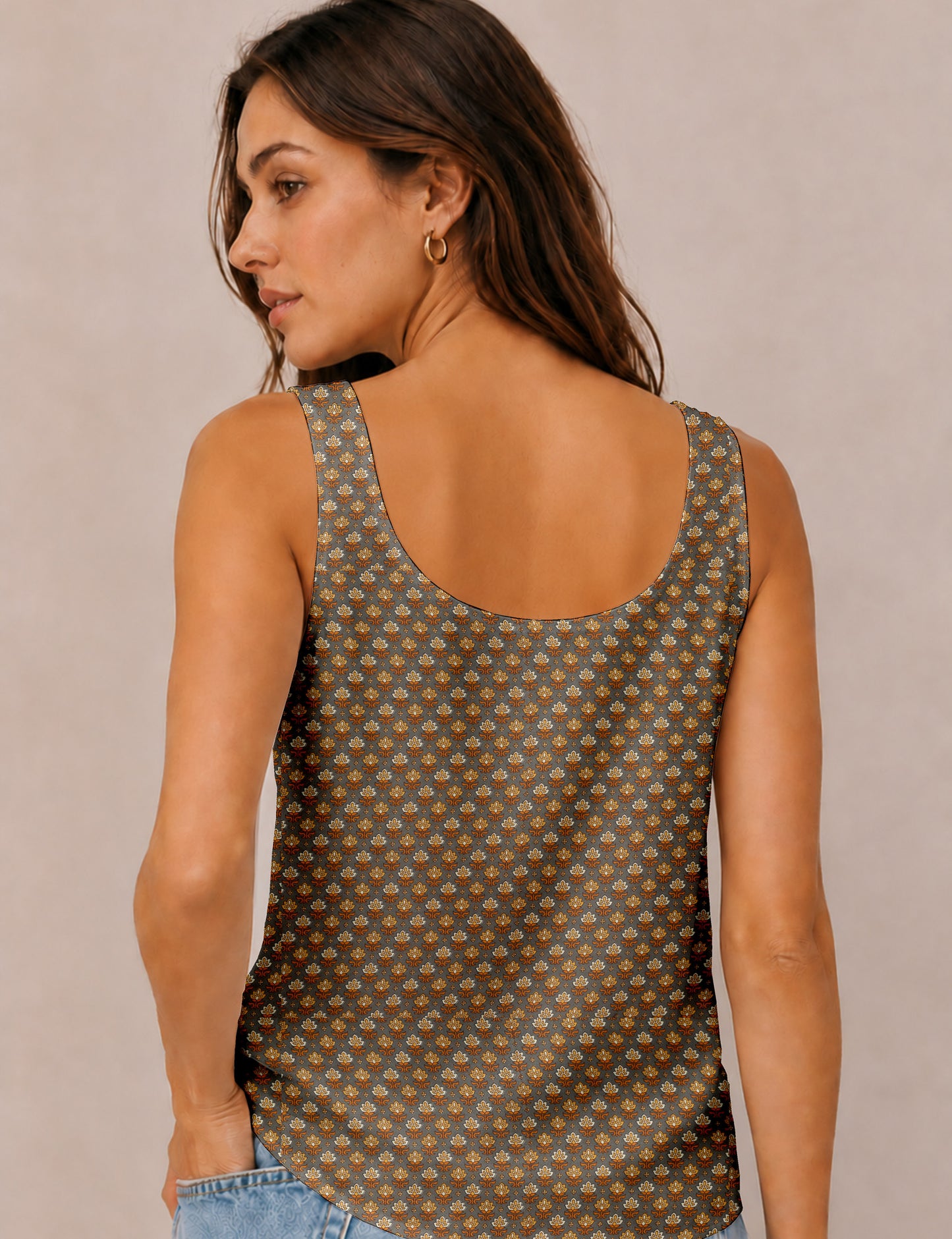 Sleeveless blouse - Yellow Floral