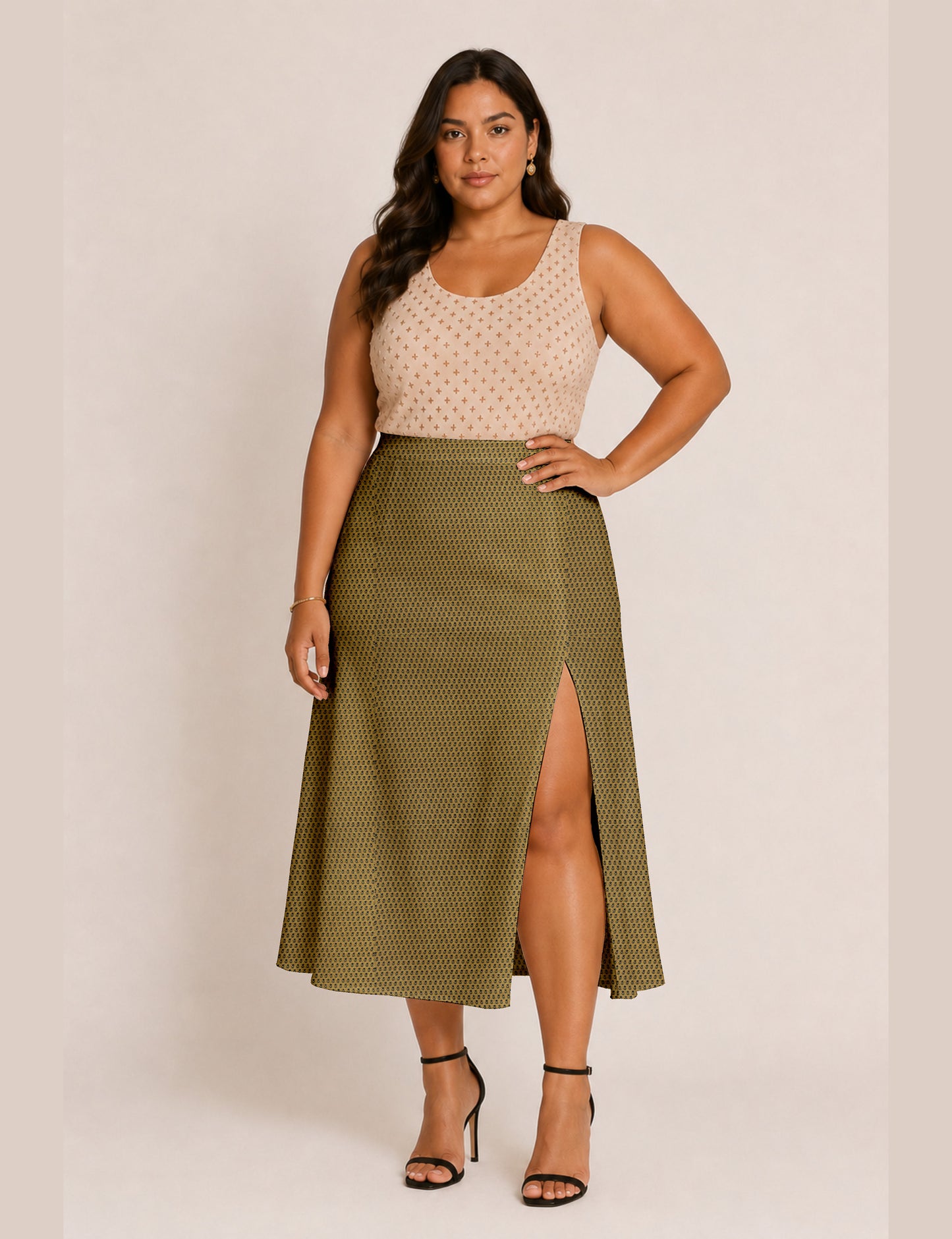 A line skirt with slit - Yellow Micro Design