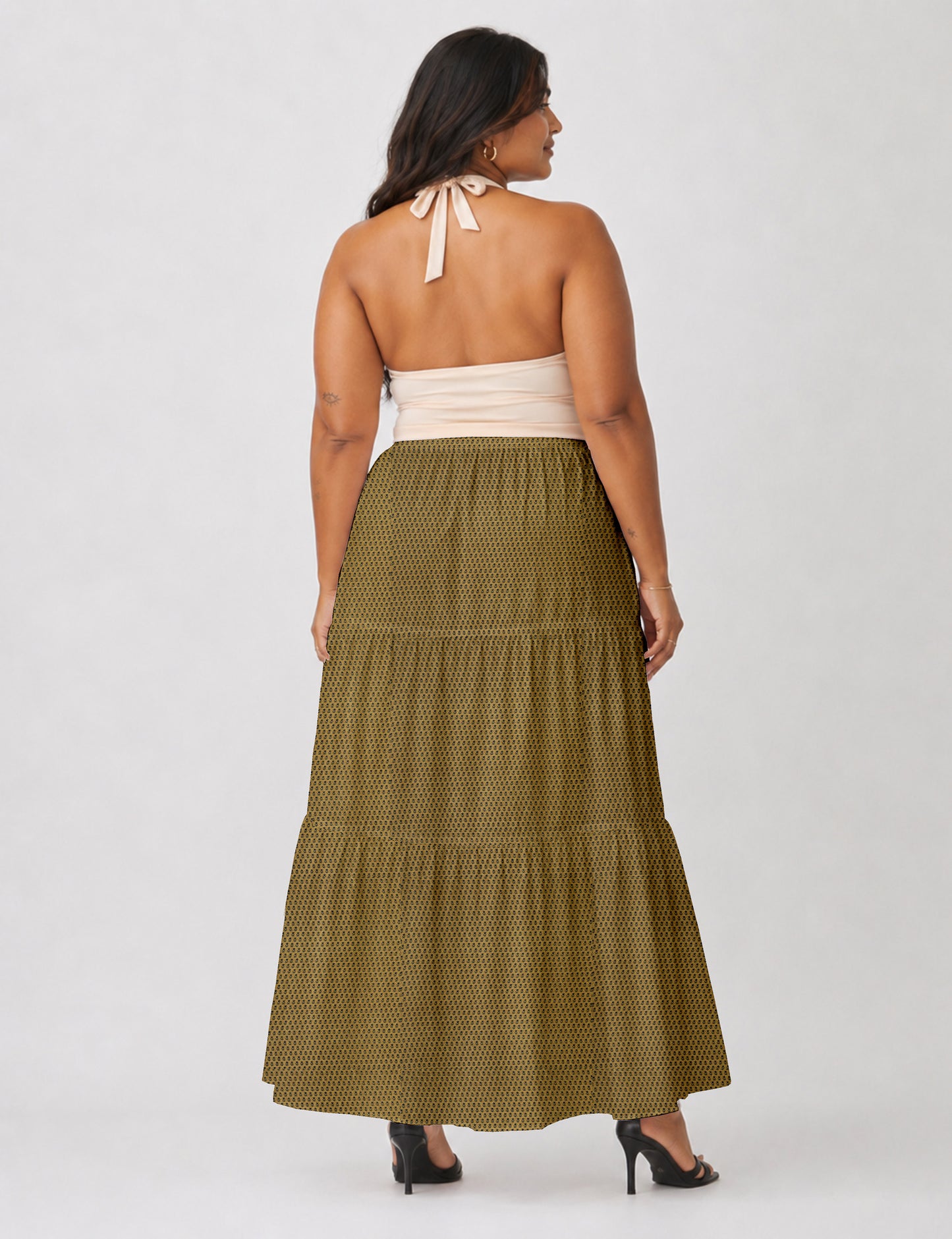 Midi Tiered Skirt - Yellow Micro Design