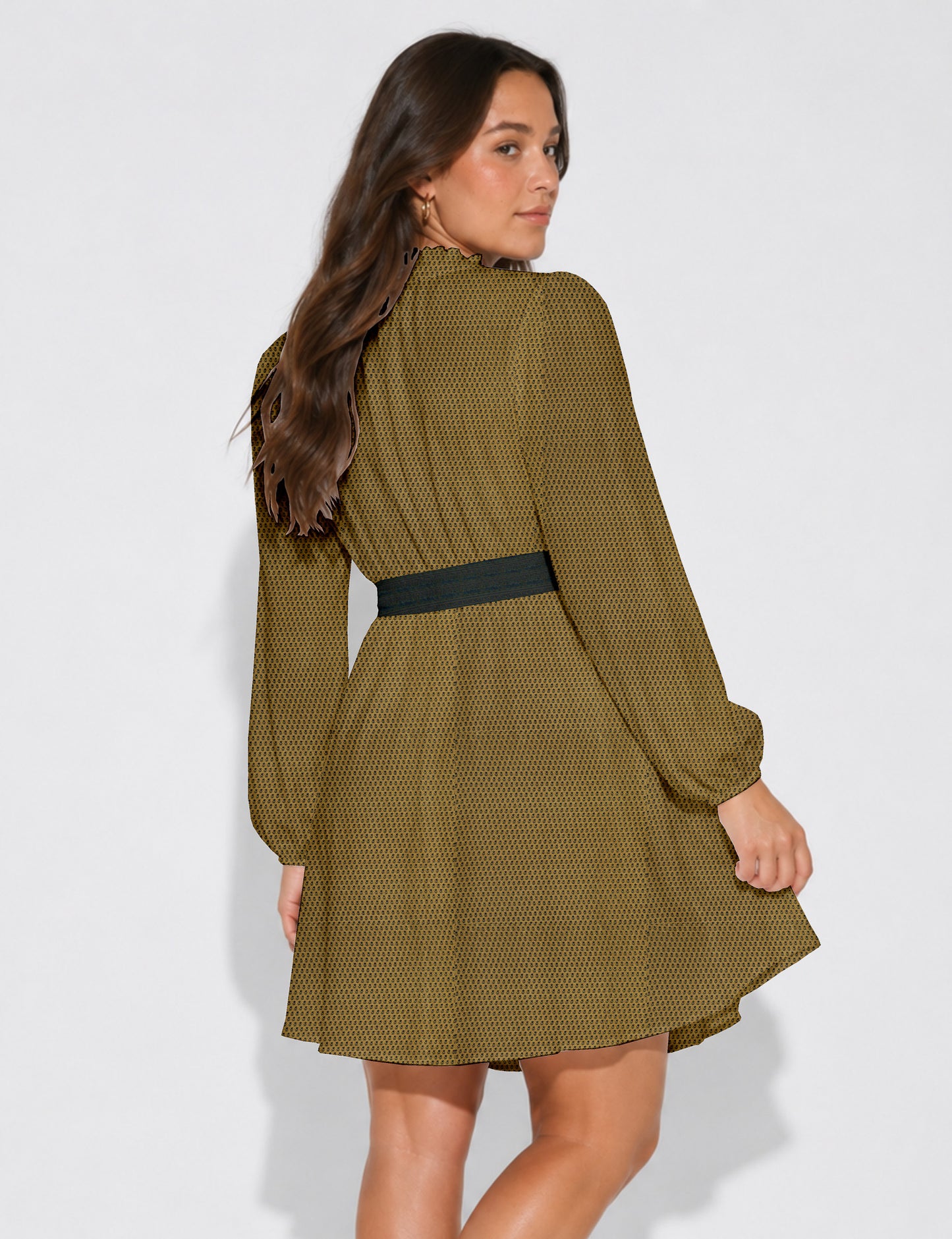 Swing dress with belt - Yellow Micro Design