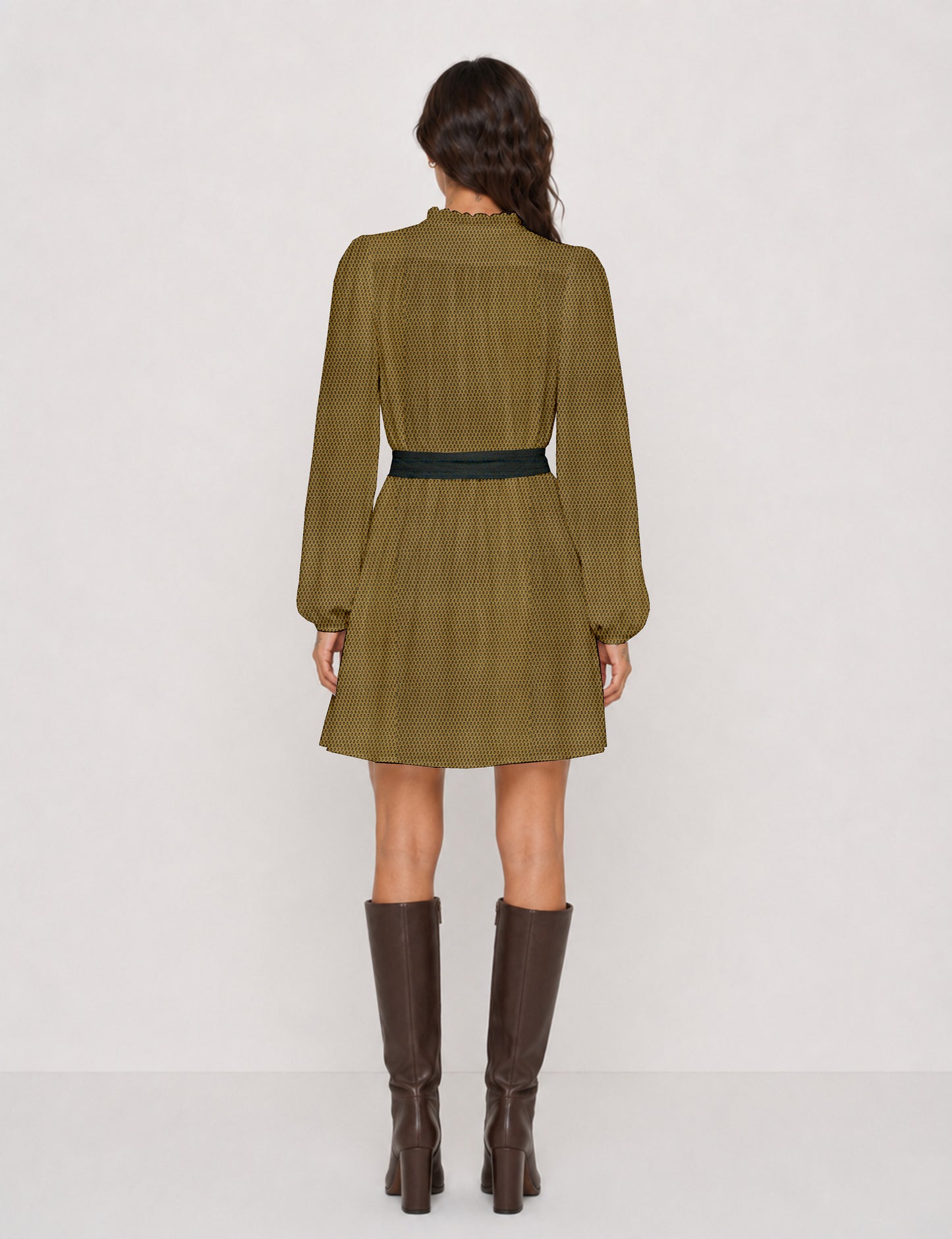 Swing dress with belt - Yellow Micro Design