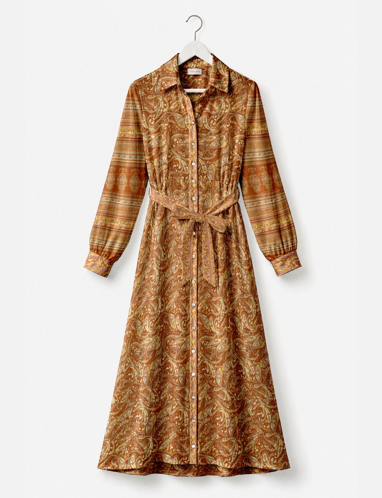 Flowing long shirt dress with relaxed fit and ankle-length design