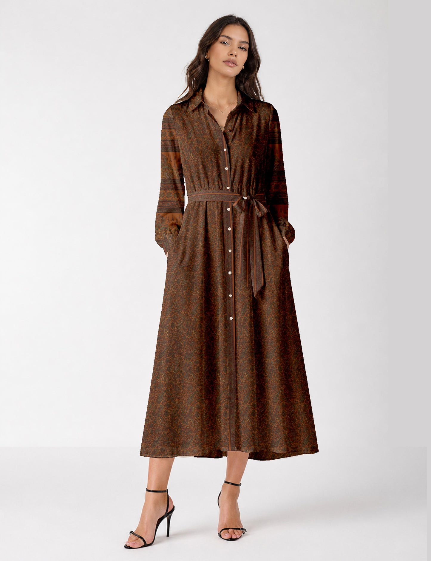 Long shirt dress - Yellow Paisley
