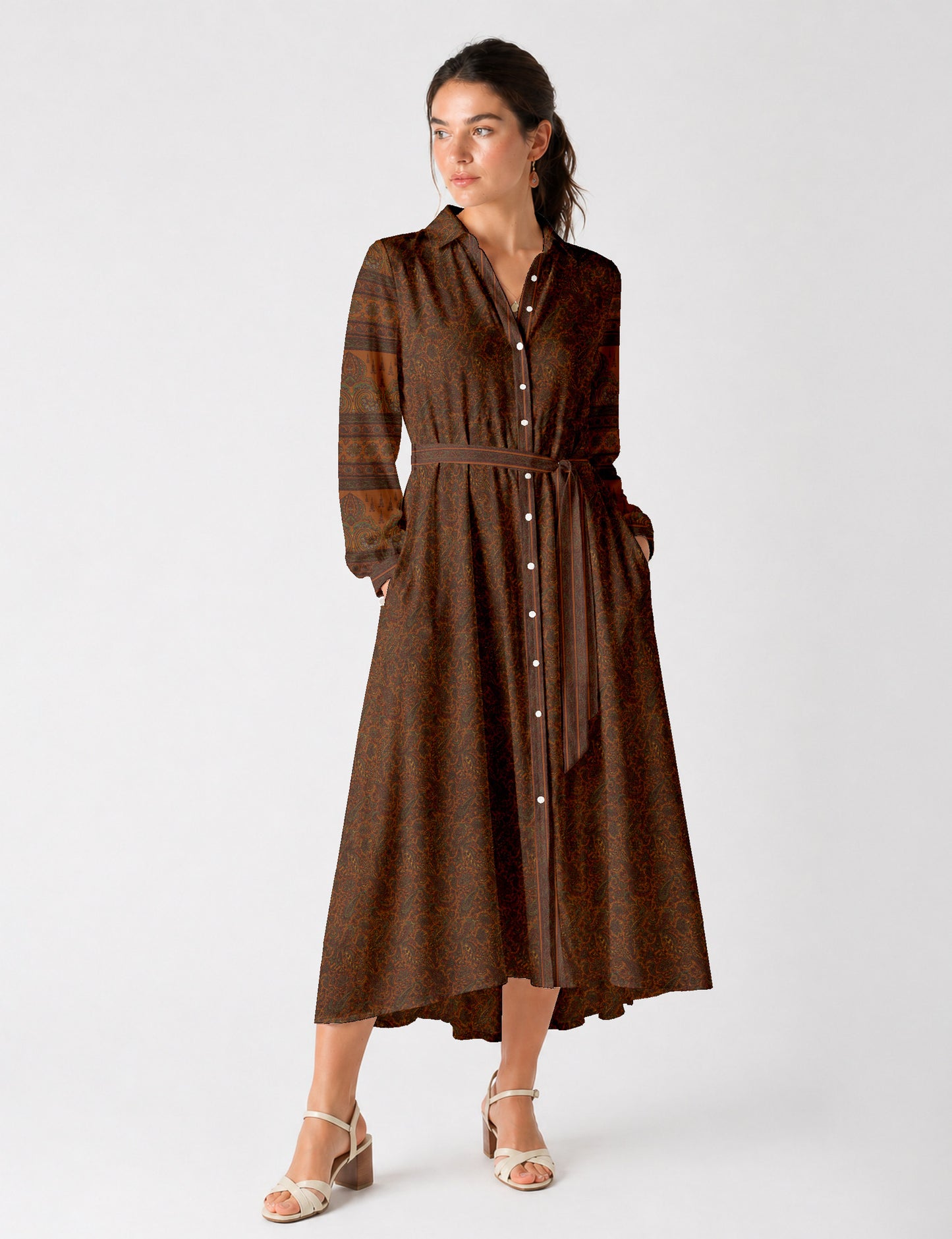Long shirt dress - Yellow Paisley