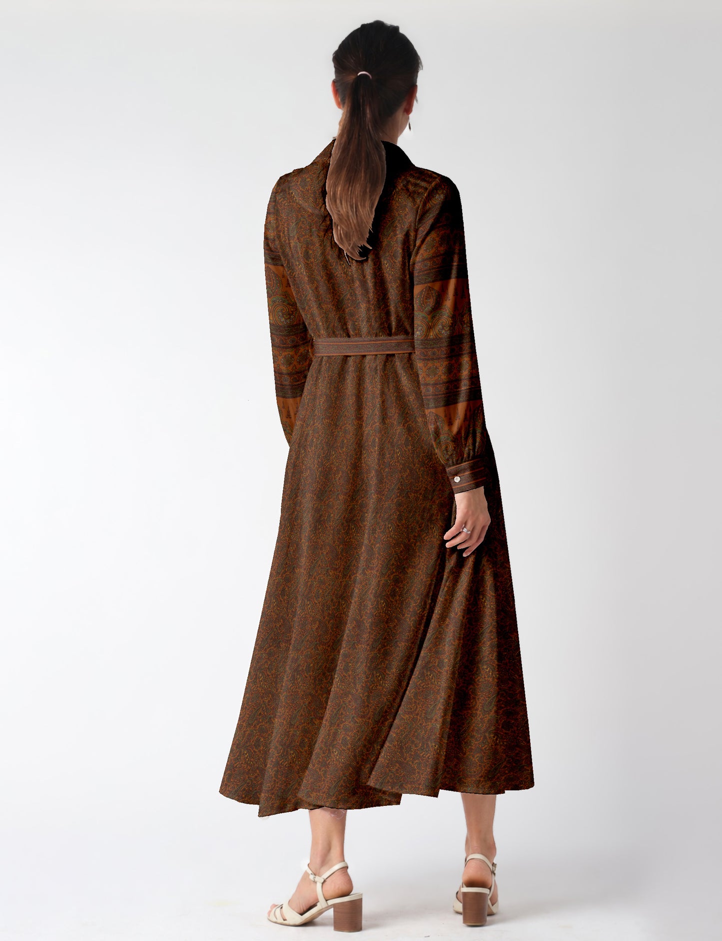 Long shirt dress - Yellow Paisley