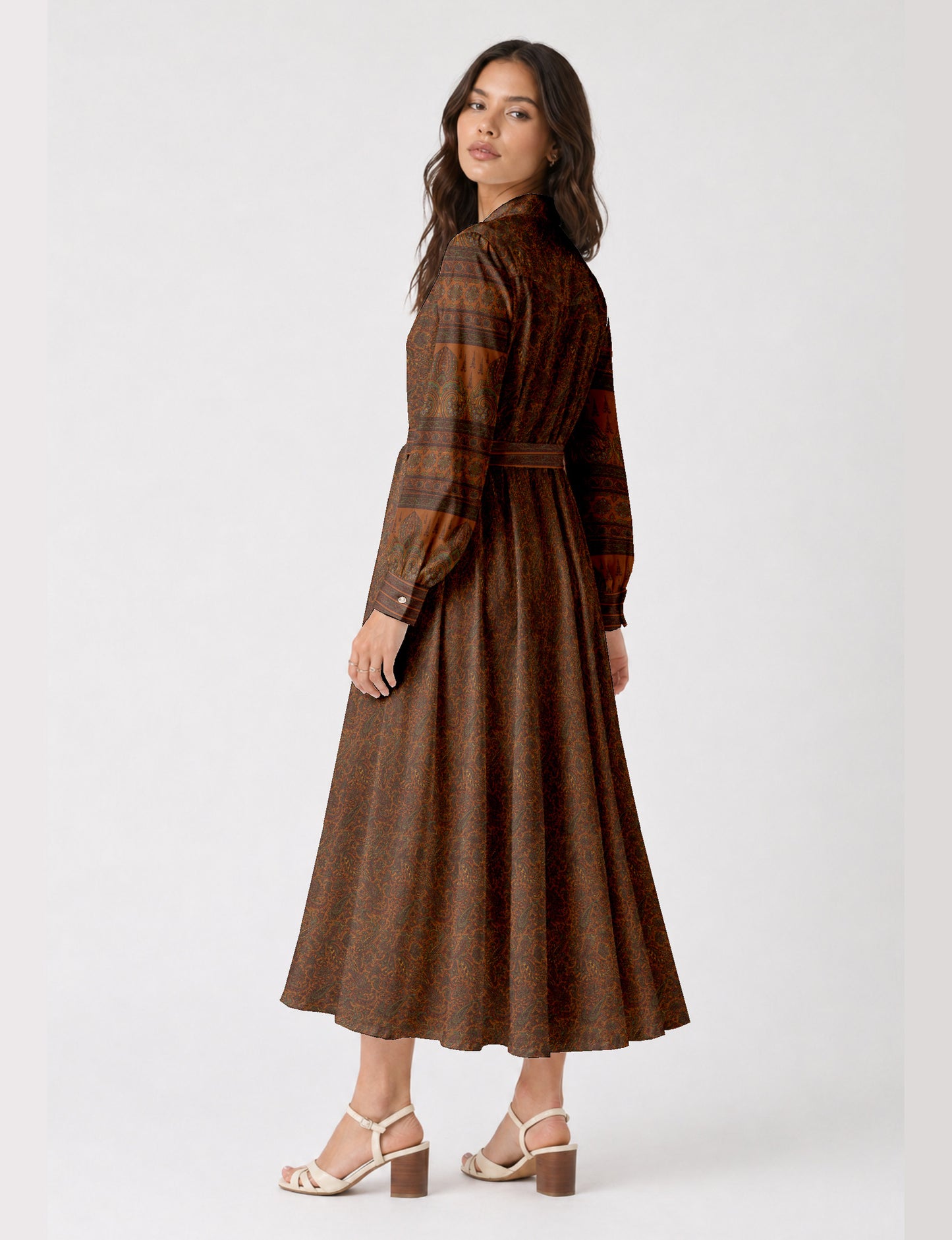 Long shirt dress - Yellow Paisley